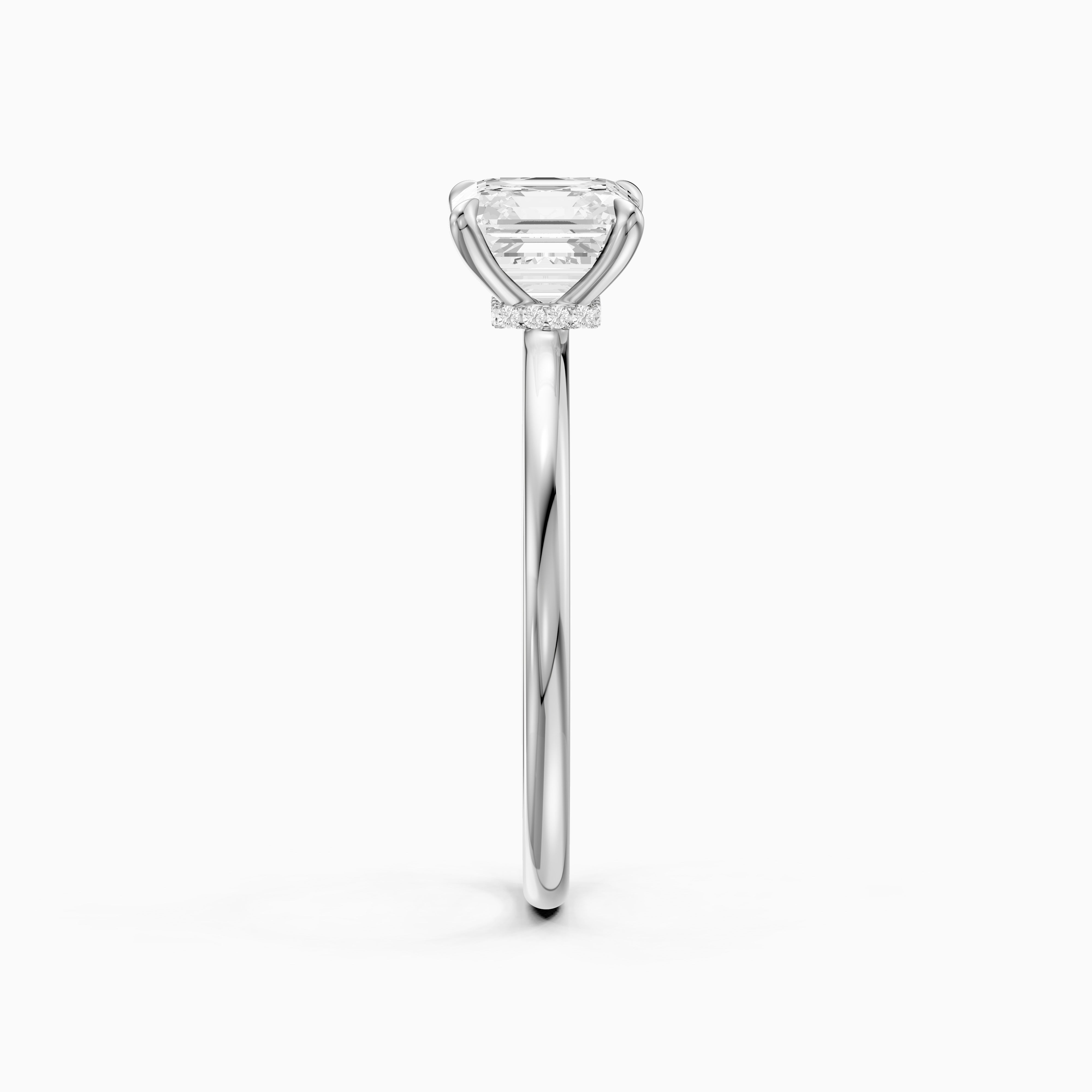 Blake Asscher Cut Hidden Halo Solitaire Moissanite Diamond Ring