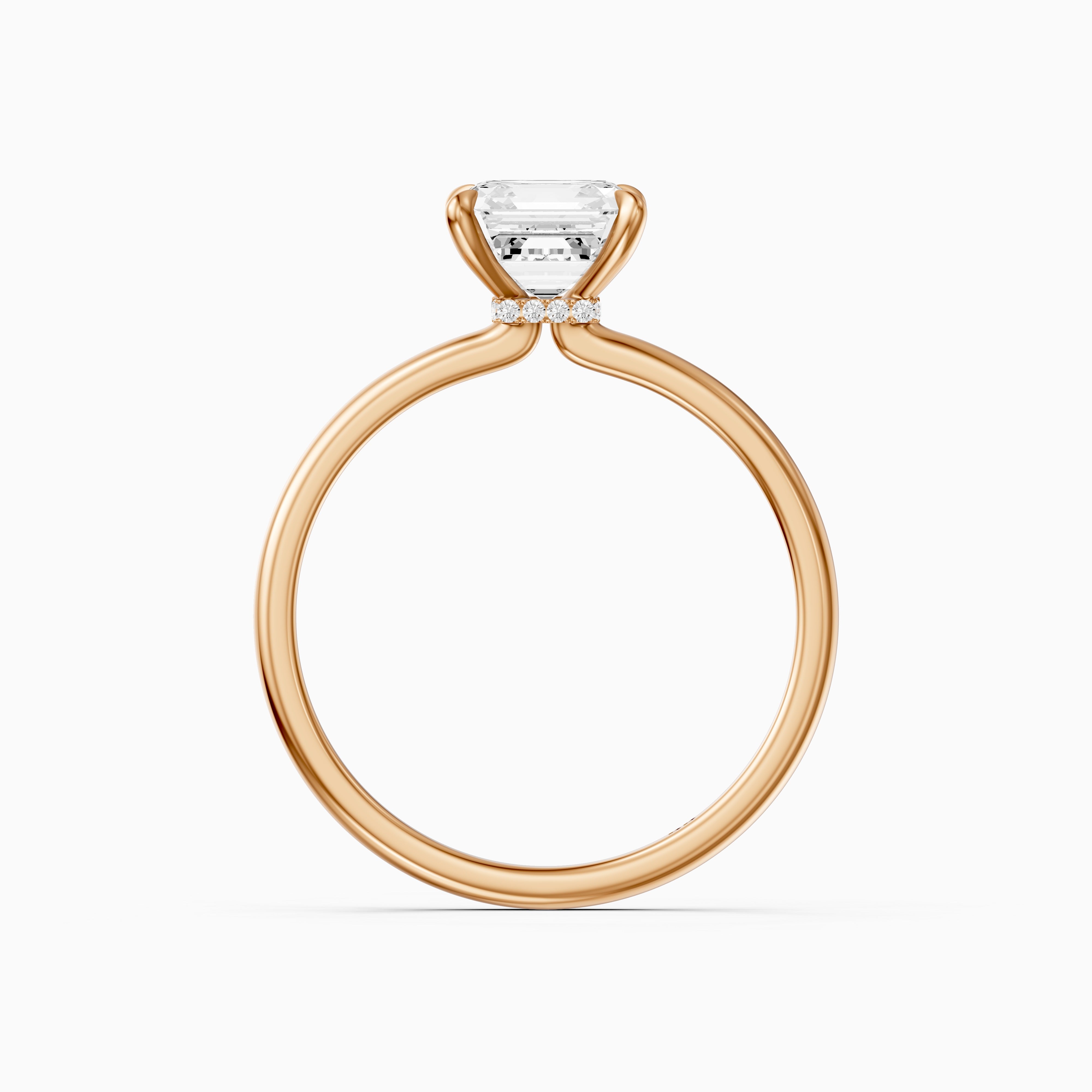Blake Asscher Cut Hidden Halo Solitaire Moissanite Diamond Ring