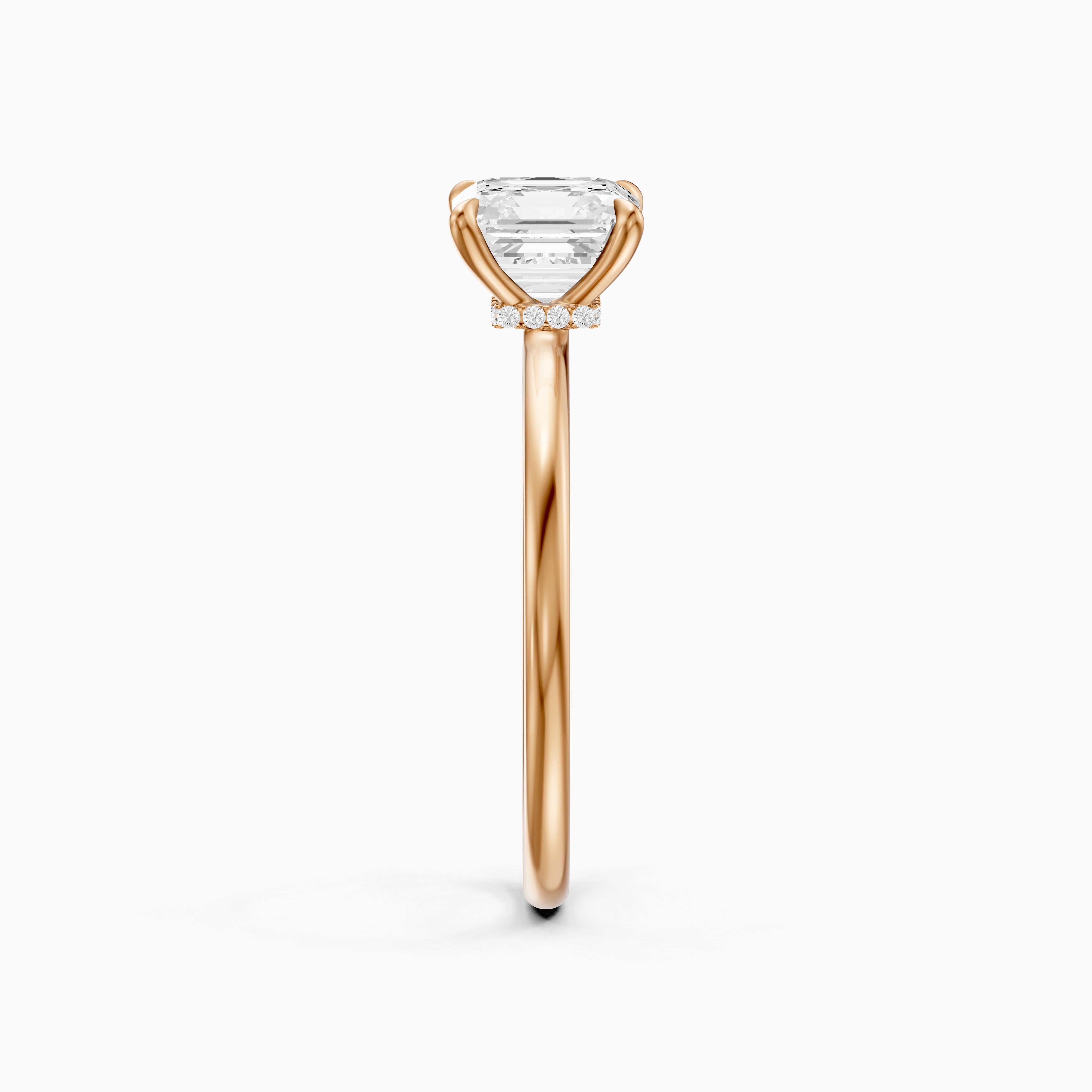 Blake Asscher Cut Hidden Halo Solitaire Moissanite Diamond Ring
