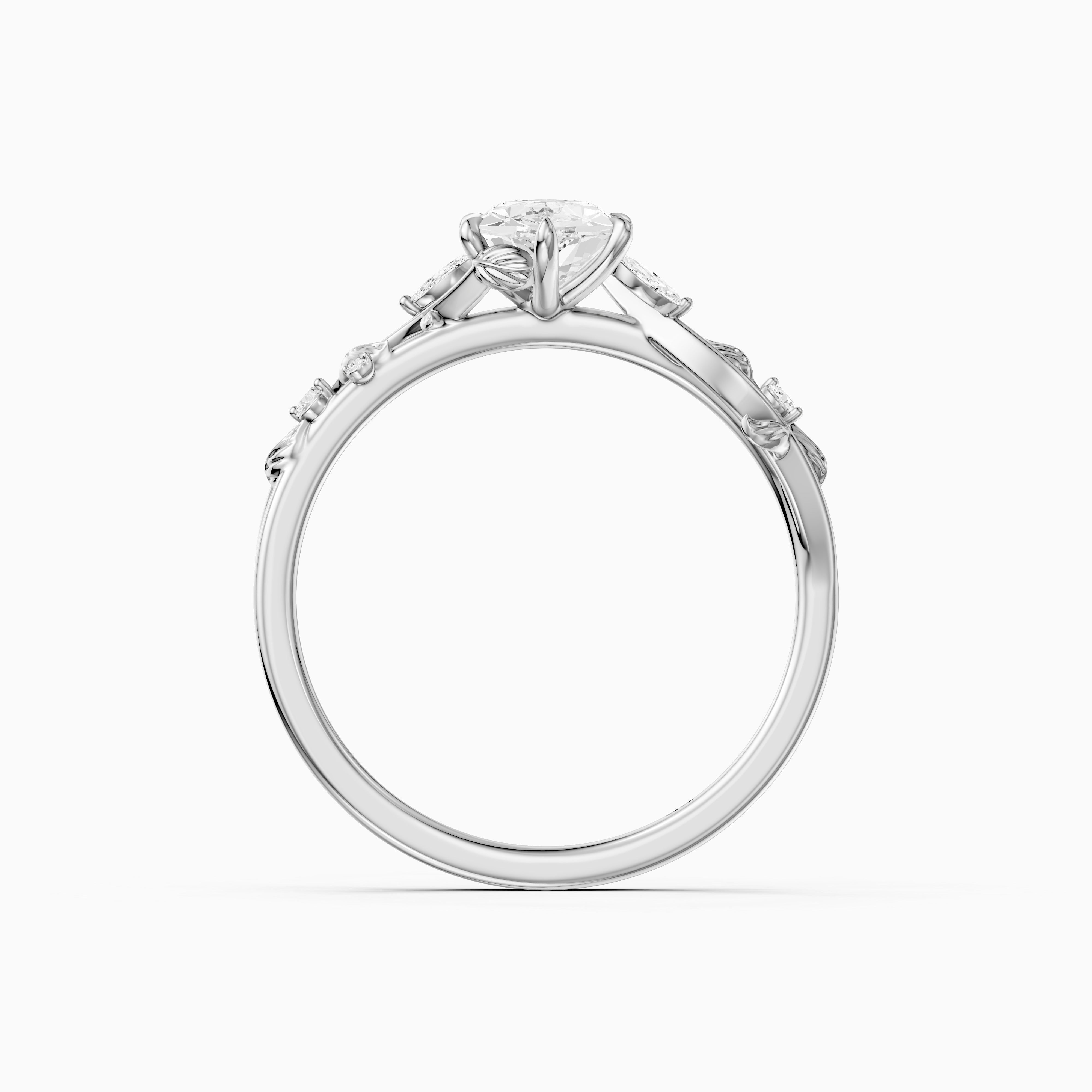 Eva Dutch Marquise Moissanite Diamond Ring with Leaf Vine Band