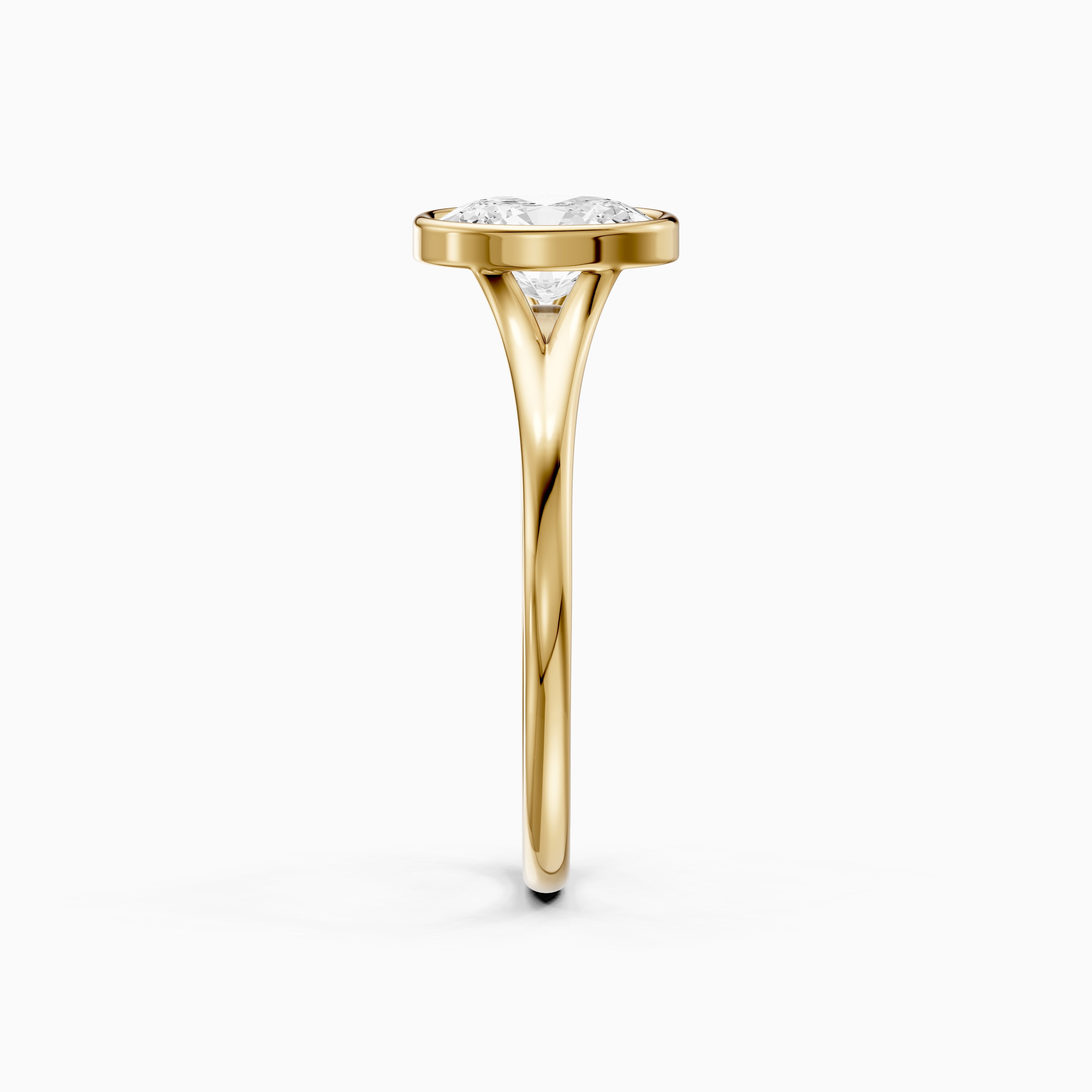 Ember Oval Cut Lab Grown Diamond Ring in Bezel Set Split Shank Style