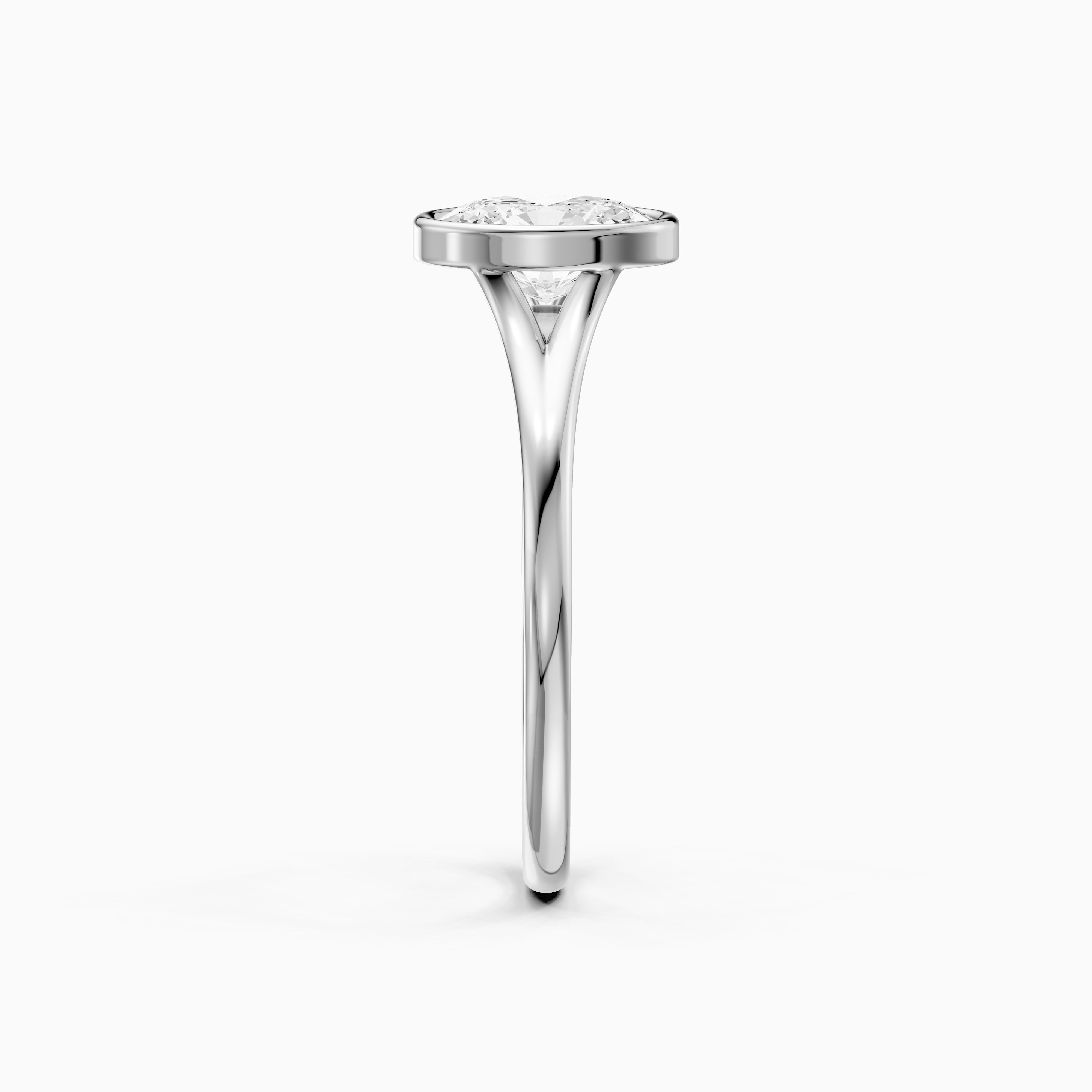 Ember Oval Cut Lab Grown Diamond Ring in Bezel Set Split Shank Style