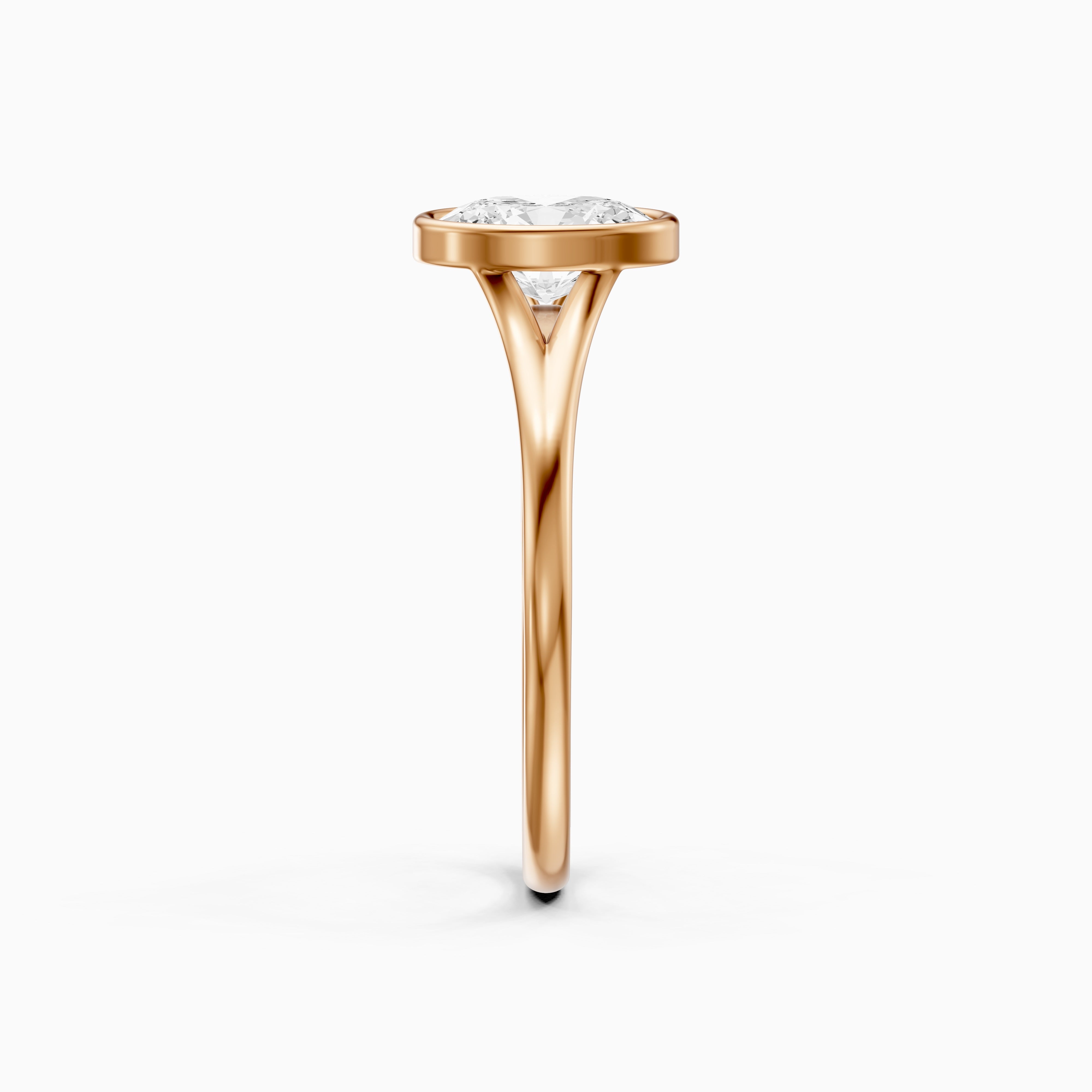 Ember Oval Cut Lab Grown Diamond Ring in Bezel Set Split Shank Style