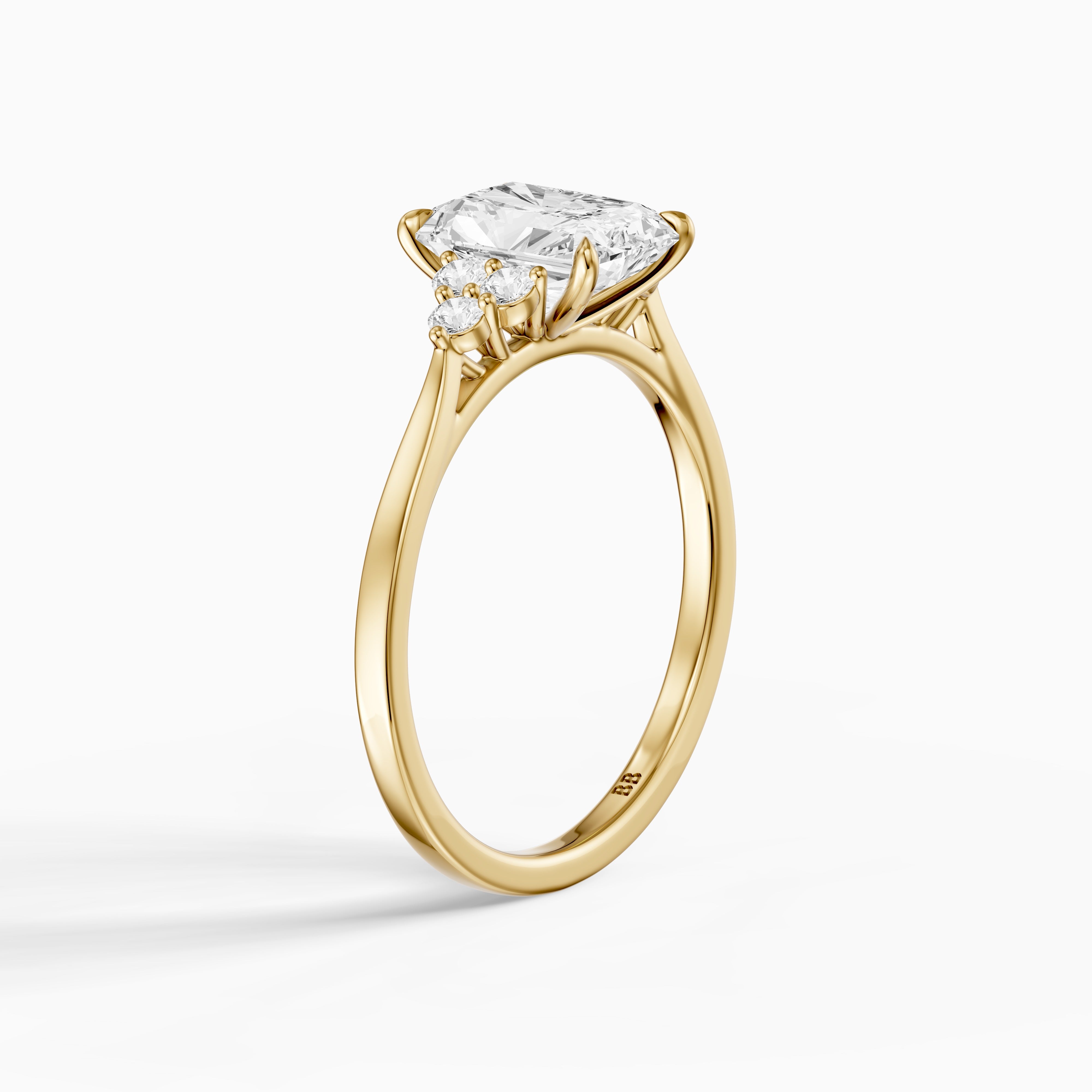 Myla Radiant Cut Side Stone Cluster Moissanite Diamond Ring