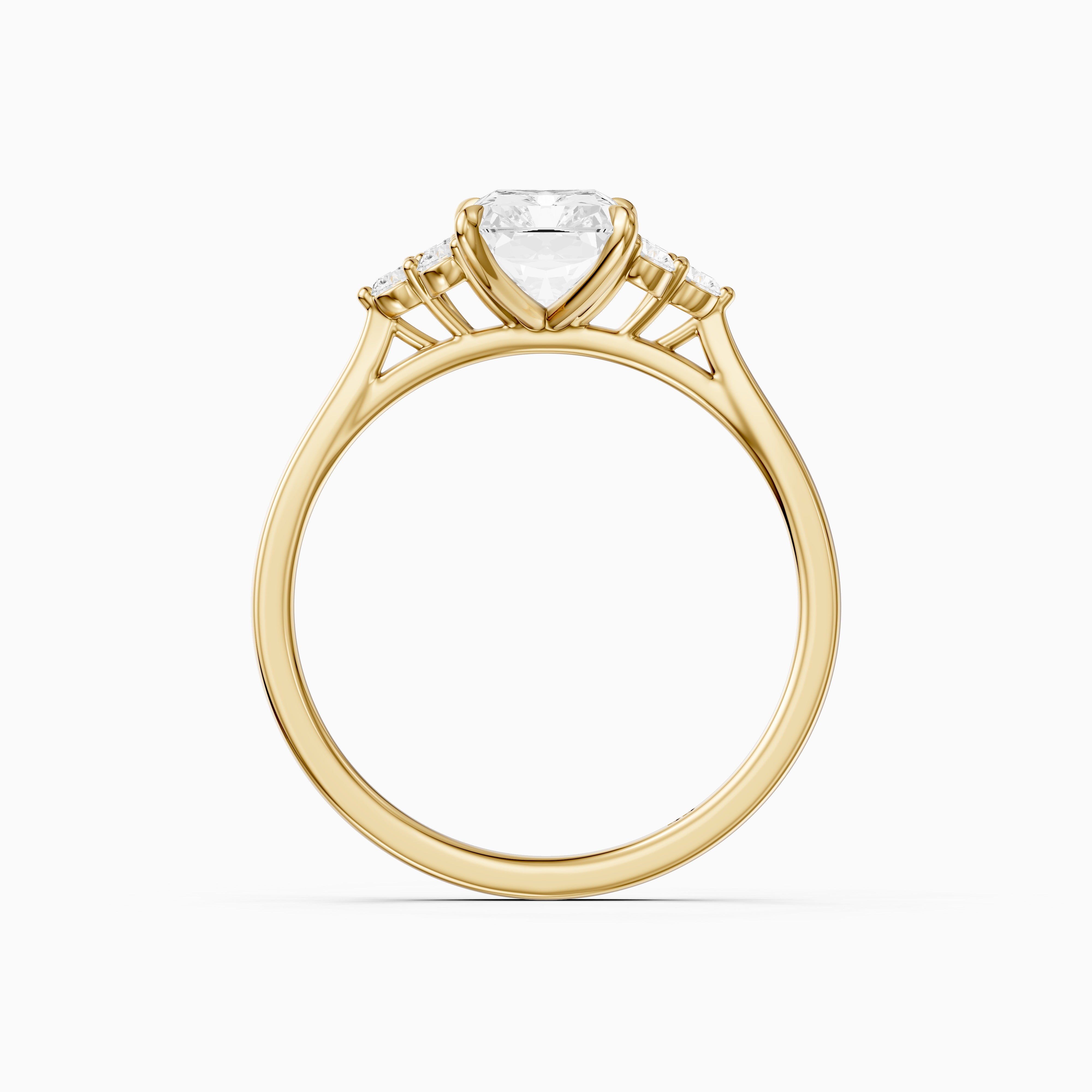 Myla Radiant Cut Side Stone Cluster Moissanite Diamond Ring