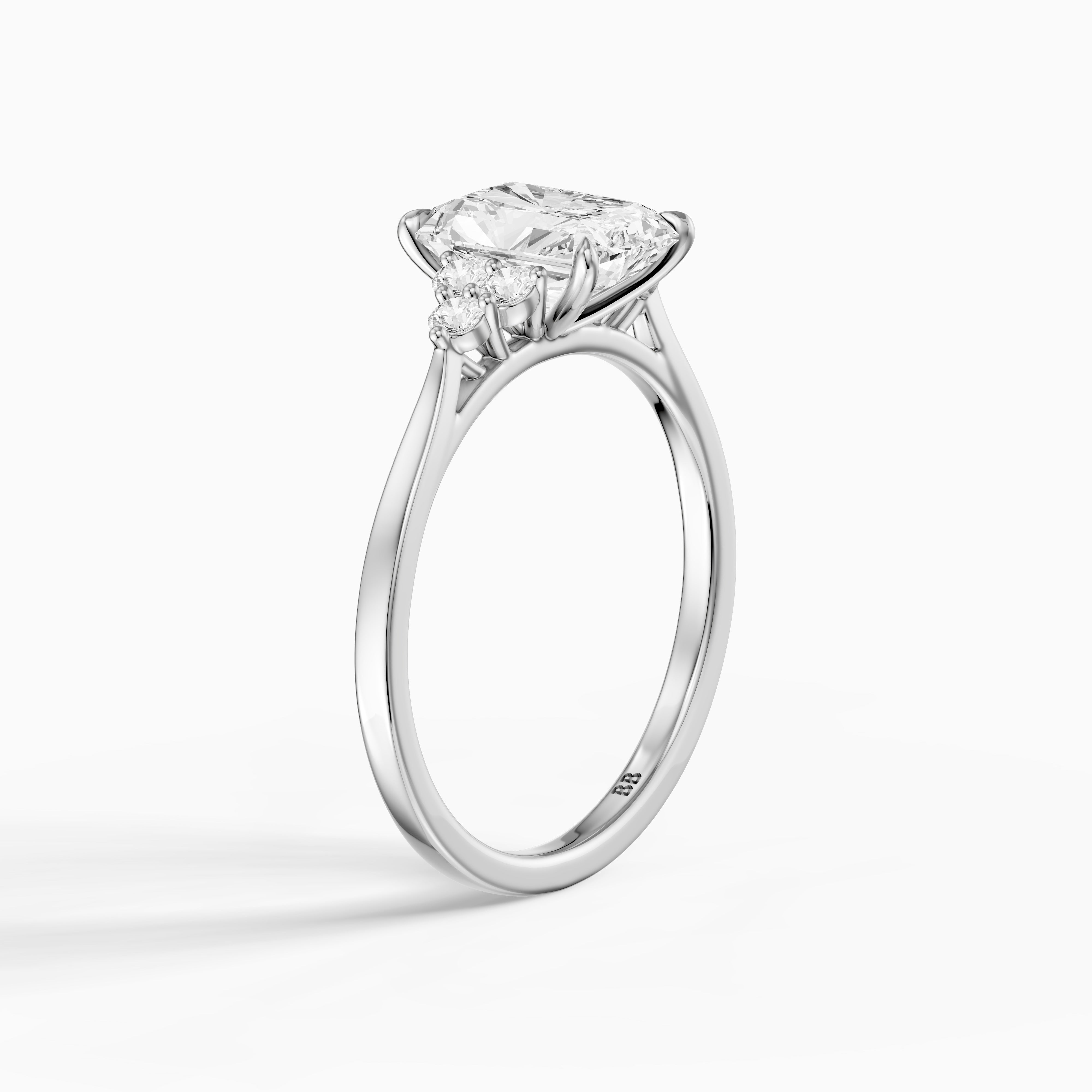 Myla Radiant Cut Side Stone Cluster Moissanite Diamond Ring