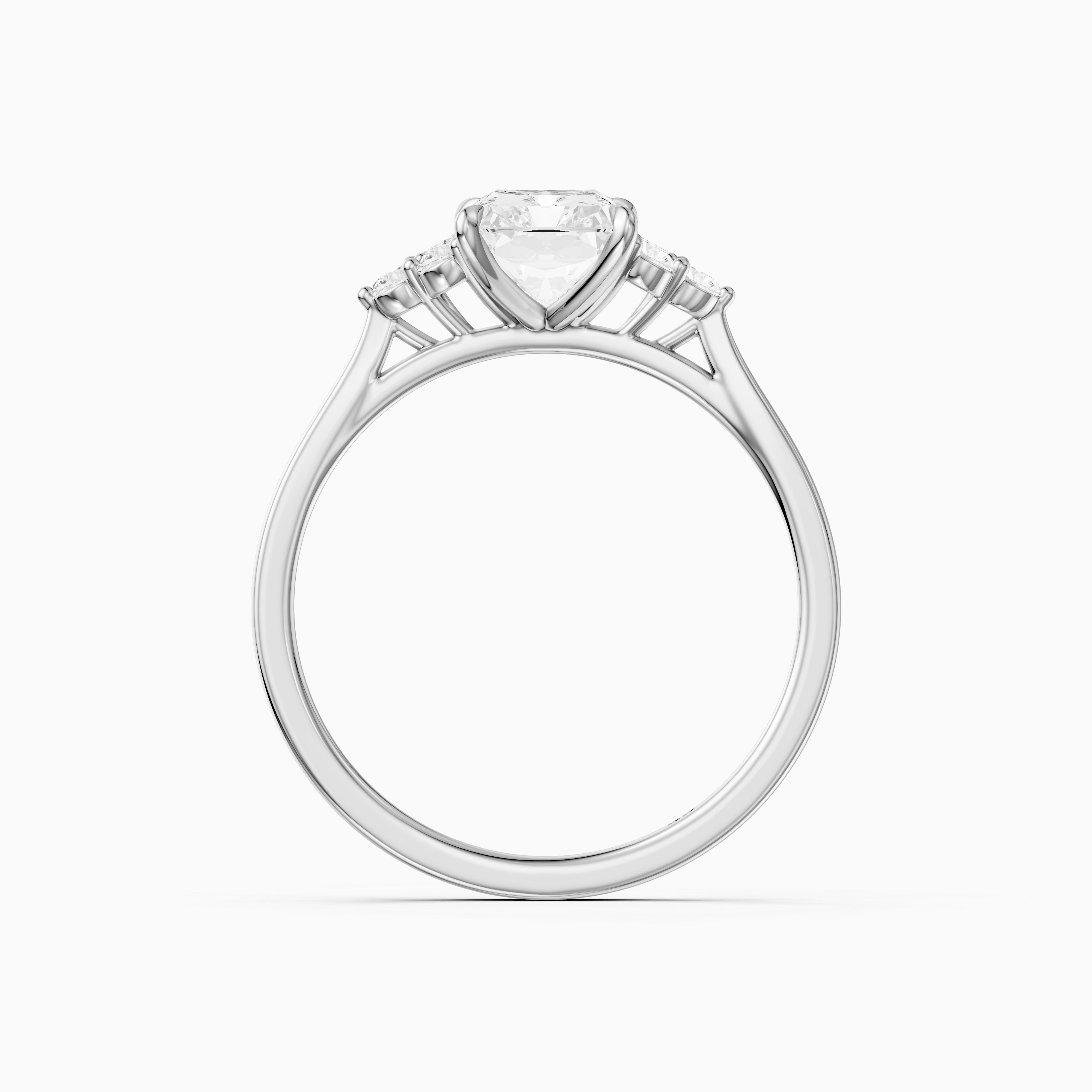 Myla Radiant Cut Side Stone Cluster Moissanite Diamond Ring
