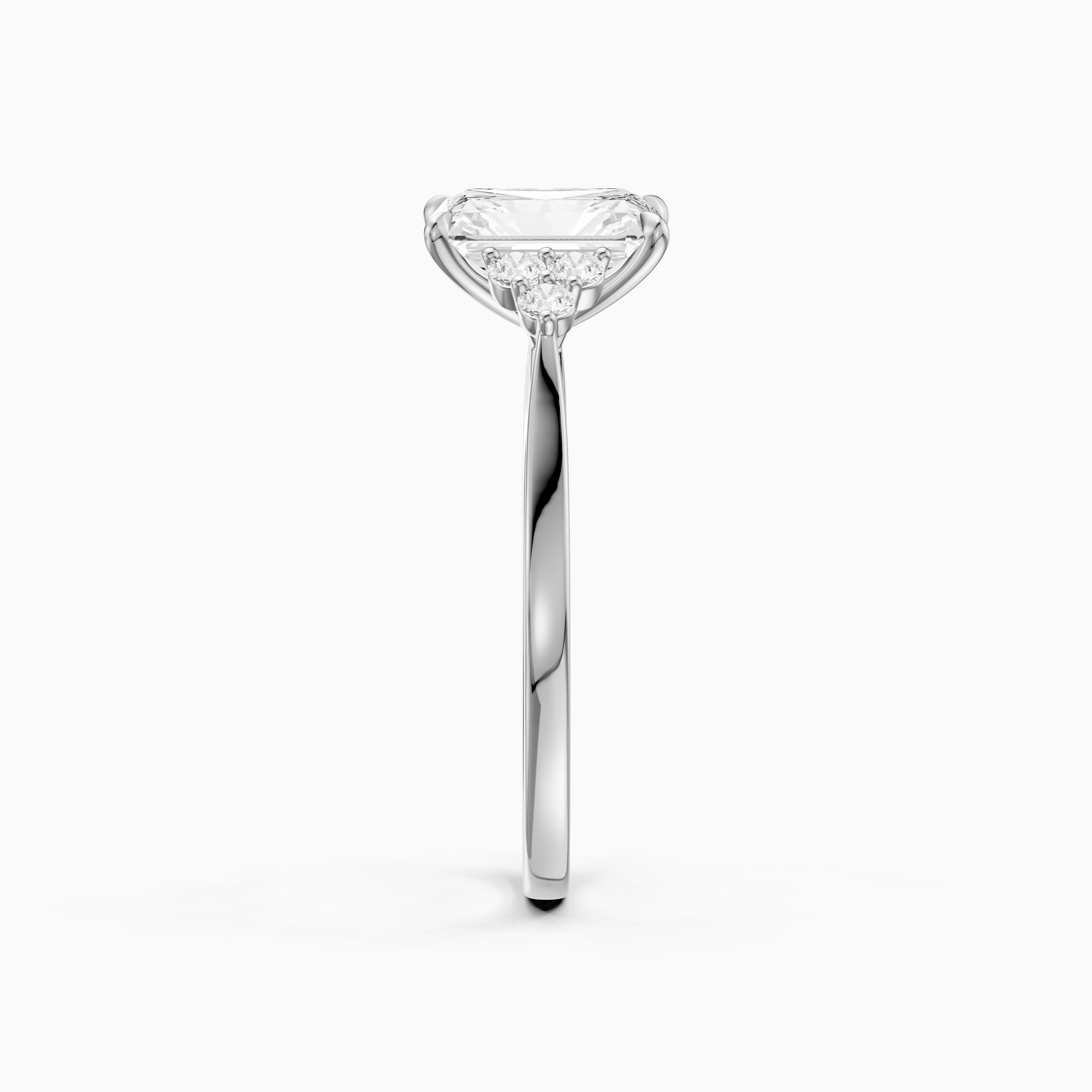 Myla Radiant Cut Side Stone Cluster Moissanite Diamond Ring
