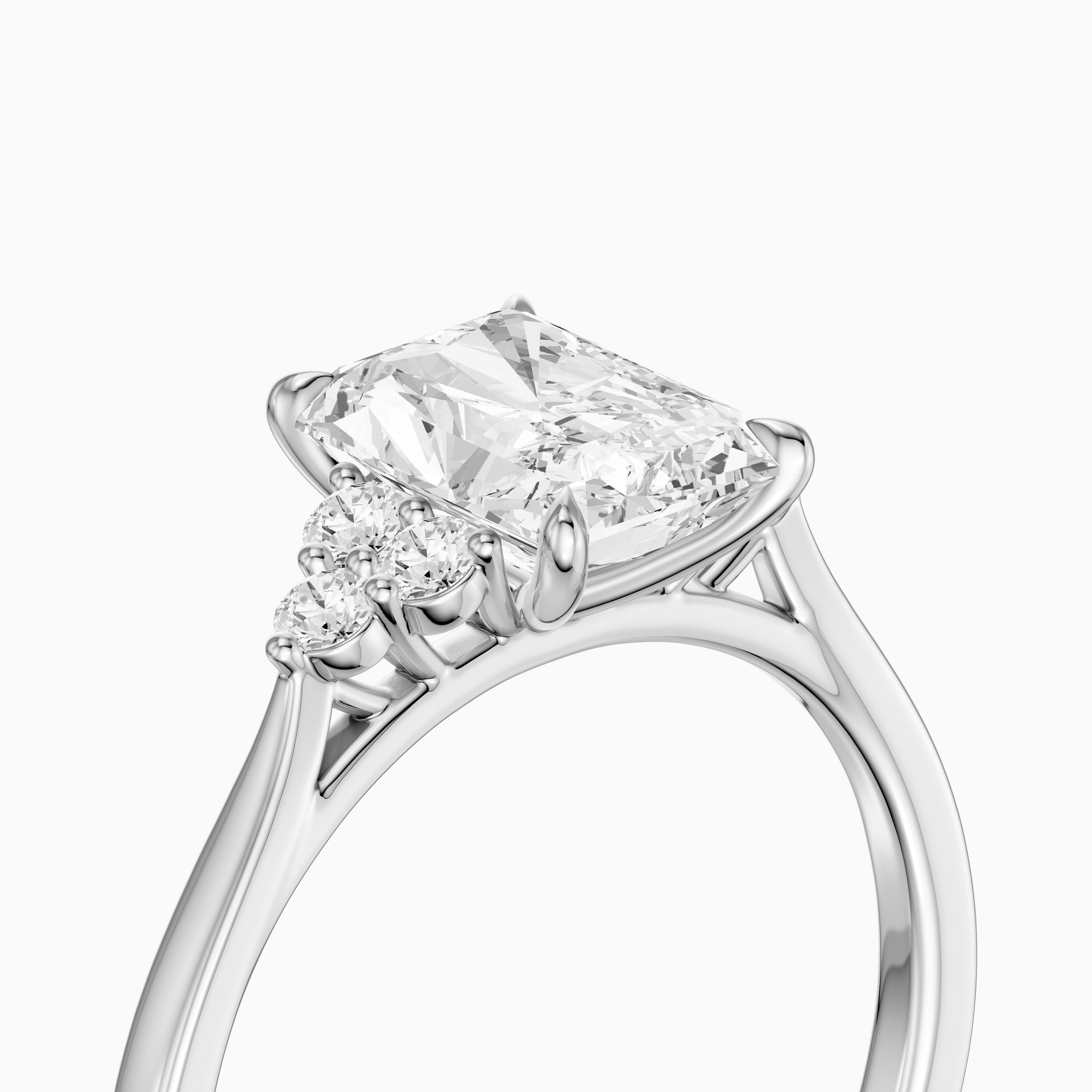 Myla Radiant Cut Side Stone Cluster Moissanite Diamond Ring