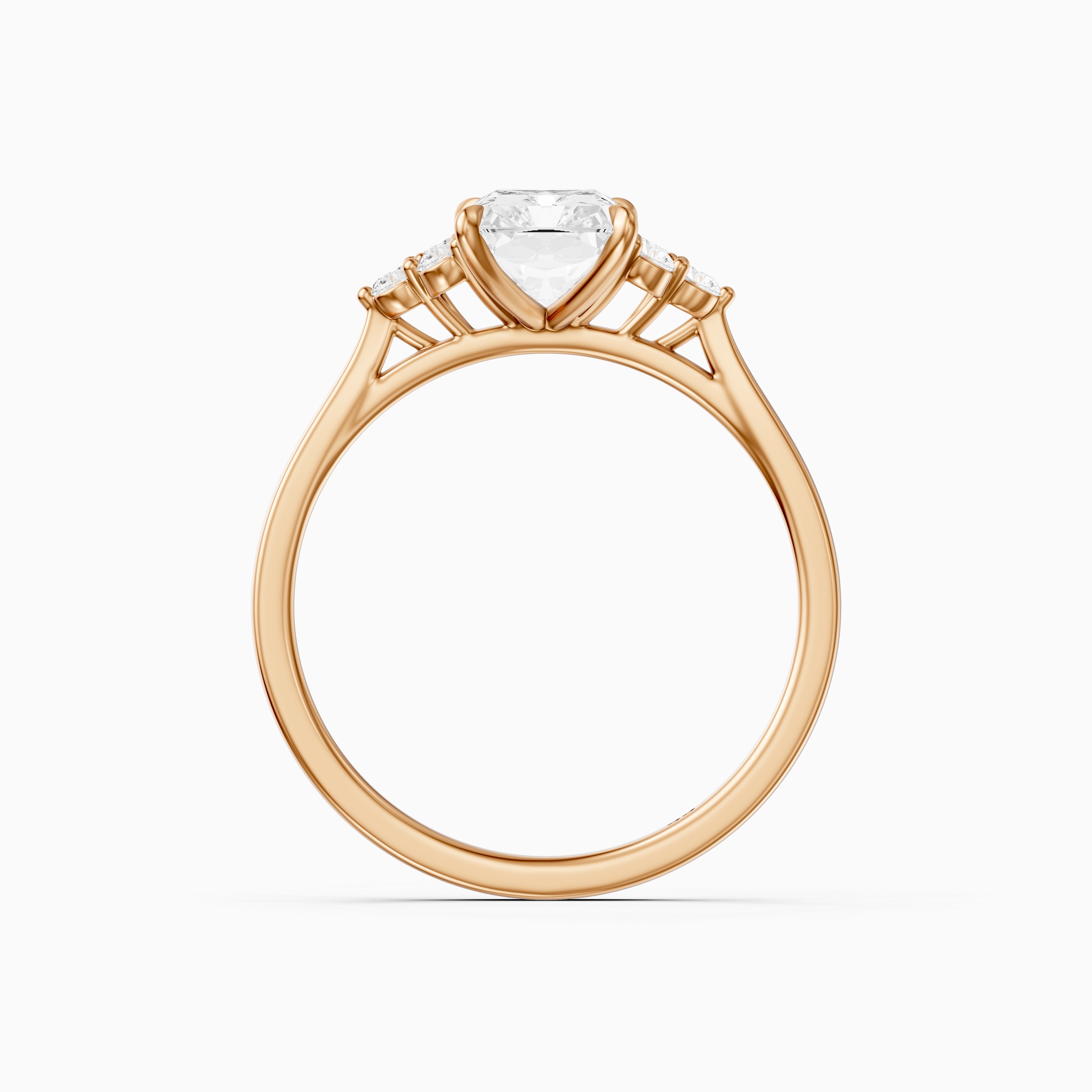 Myla Radiant Cut Side Stone Cluster Moissanite Diamond Ring