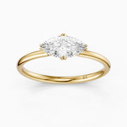 Vera East West Marquise Hidden Halo Lab Grown Diamond Ring with Double Claw Prong