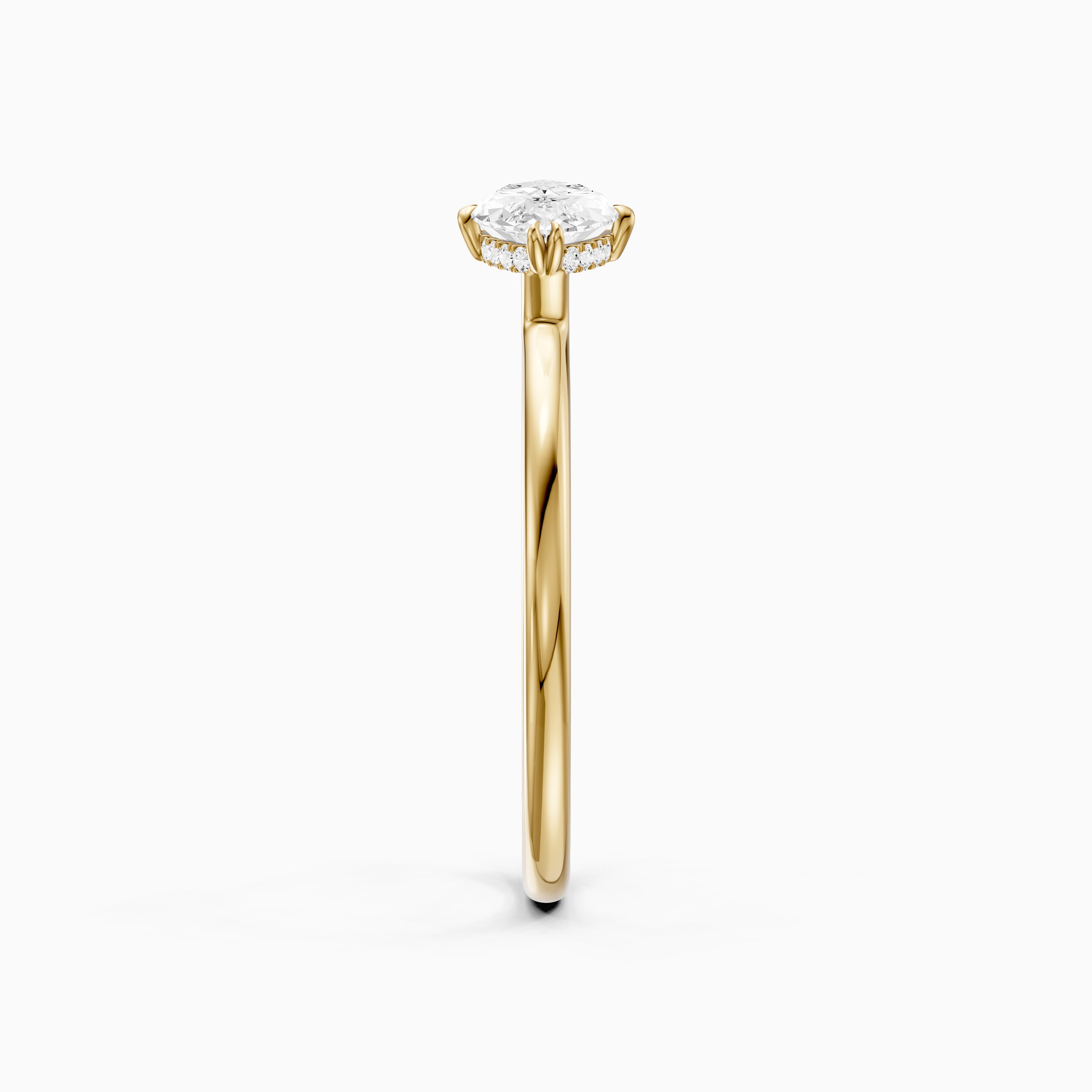Vera East West Marquise Hidden Halo Lab Grown Diamond Ring with Double Claw Prong