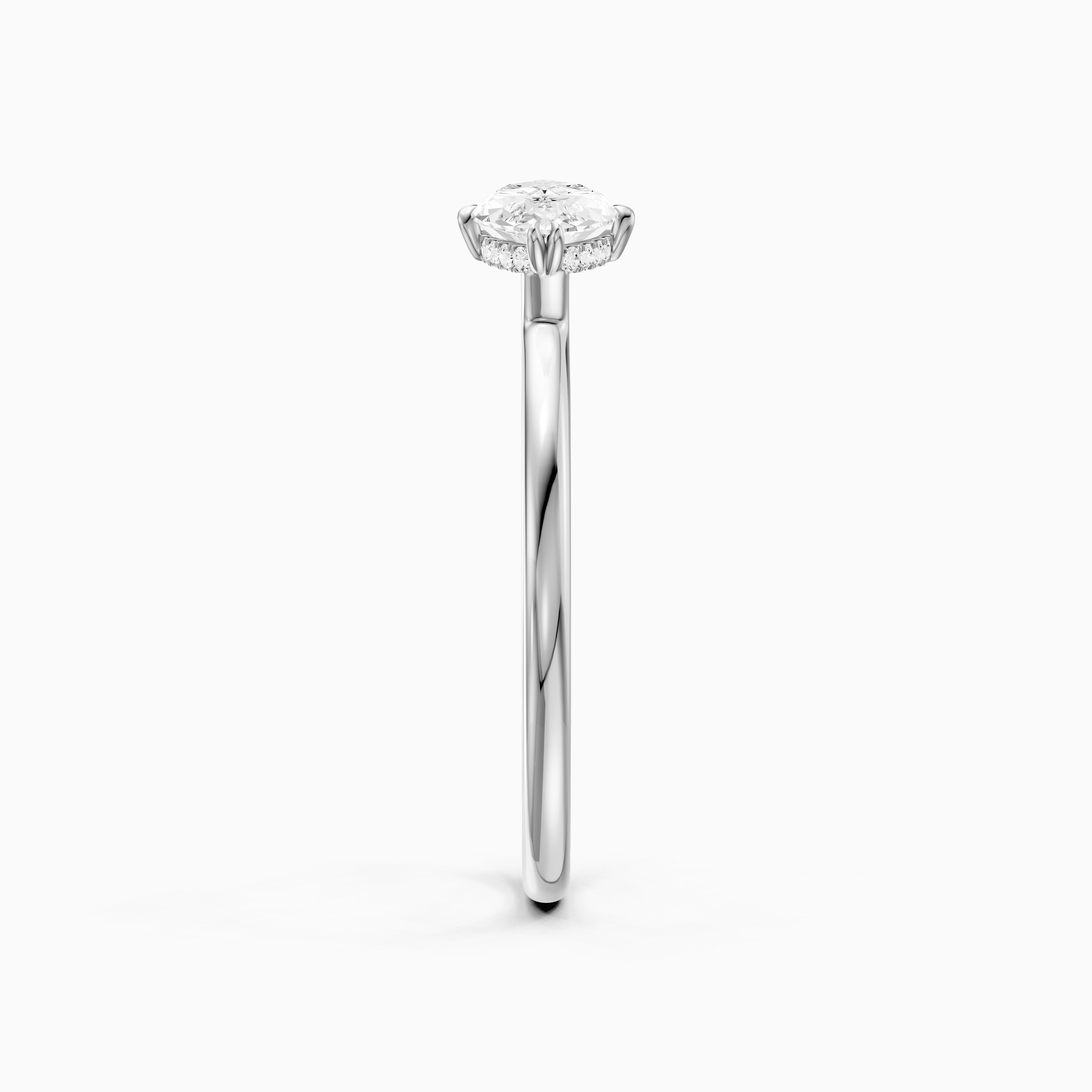 Vera East West Marquise Hidden Halo Lab Grown Diamond Ring with Double Claw Prong