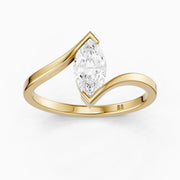 Esther Marquise Cut Solitaire Bypass Shank Lab Grown Diamond Ring