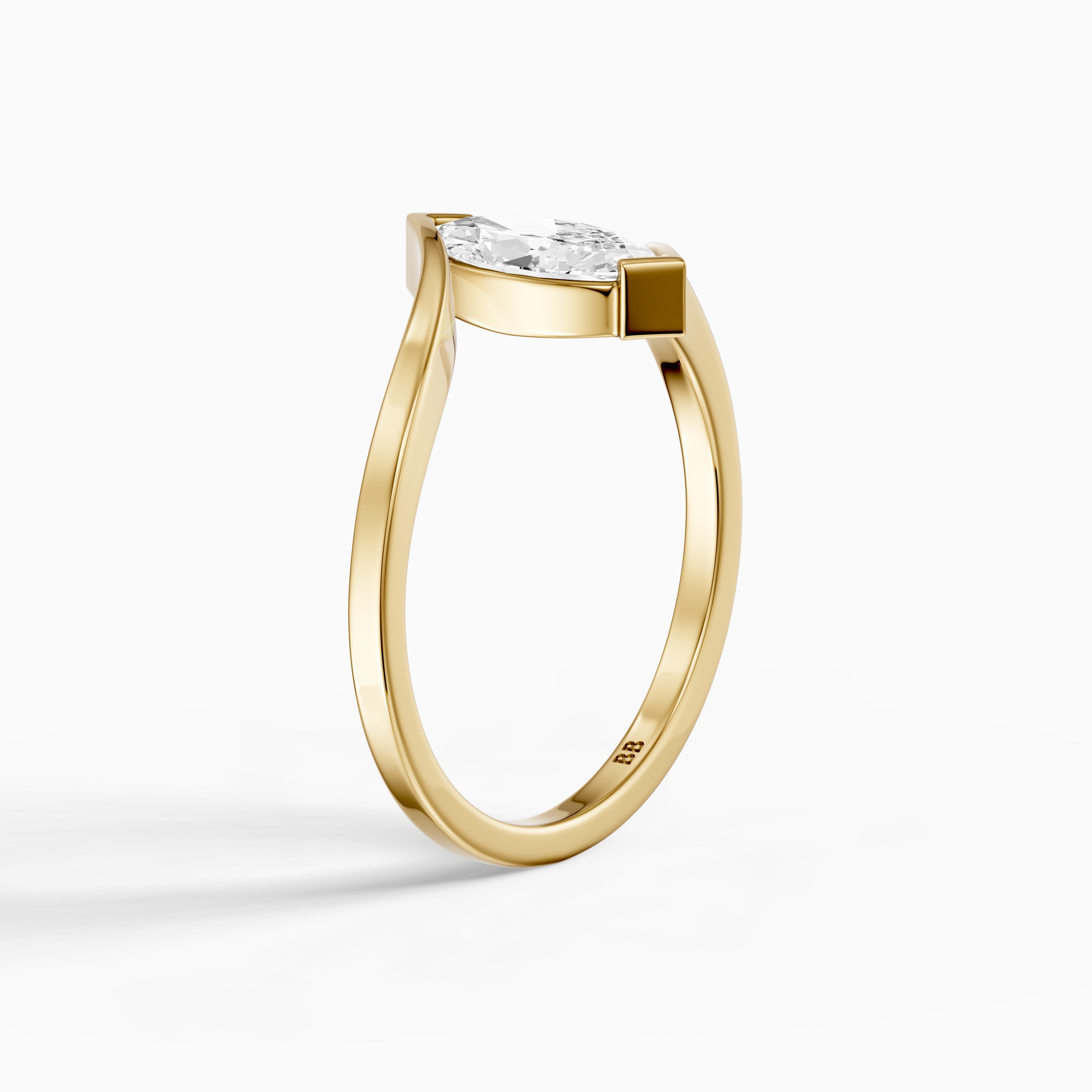 Esther Marquise Cut Solitaire Bypass Shank Lab Grown Diamond Ring
