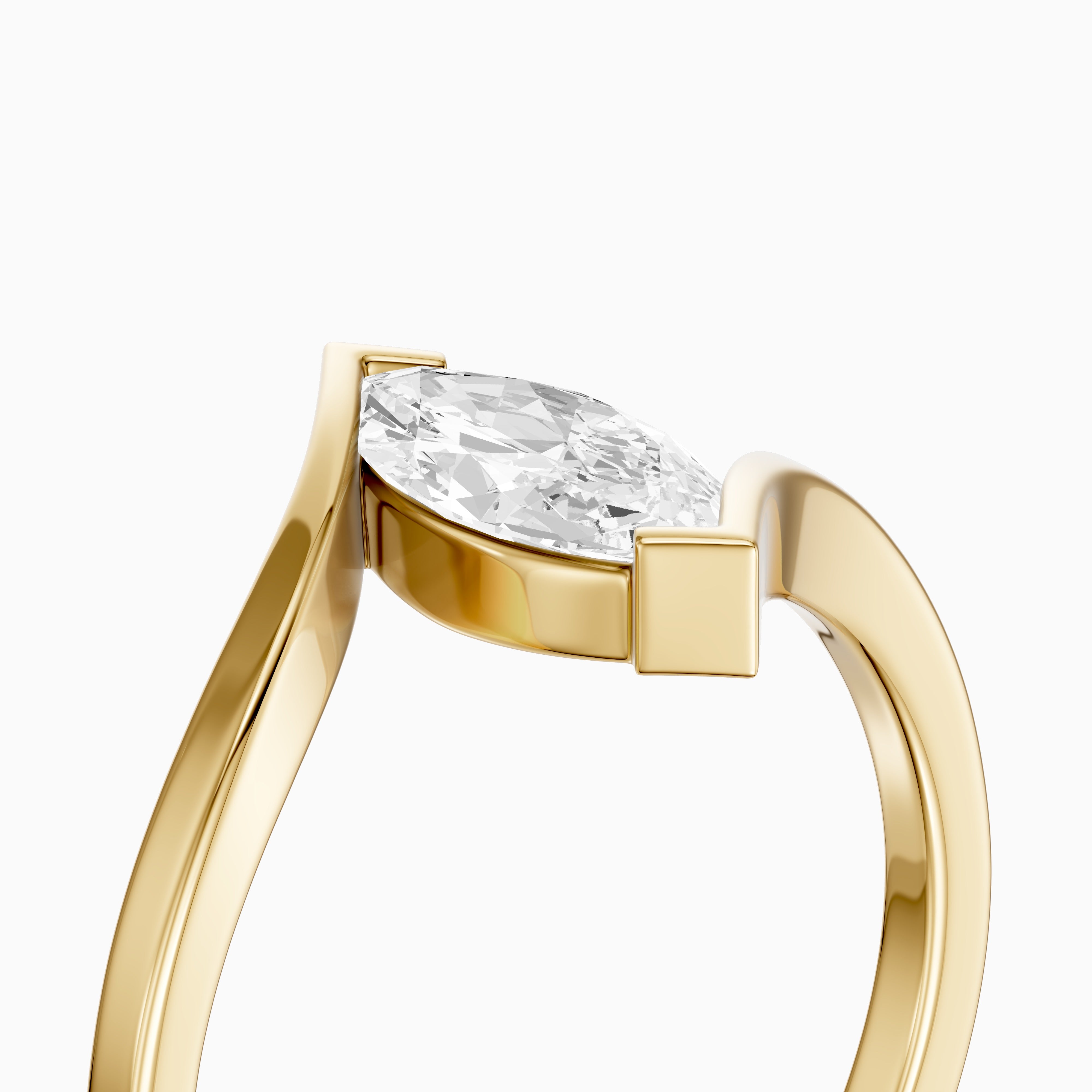 Esther Marquise Cut Solitaire Bypass Shank Moissanite Diamond Ring