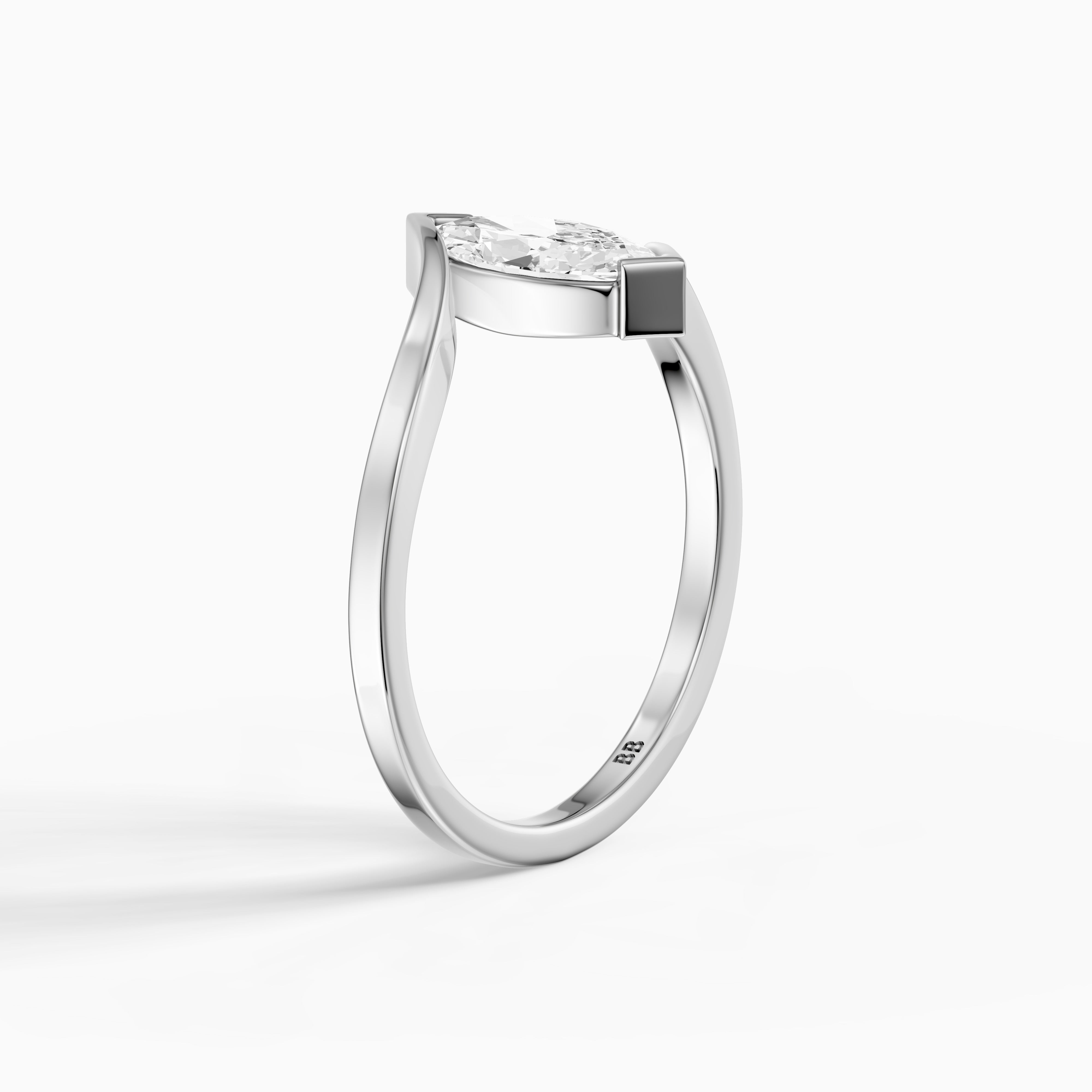 Esther Marquise Cut Solitaire Bypass Shank Moissanite Diamond Ring