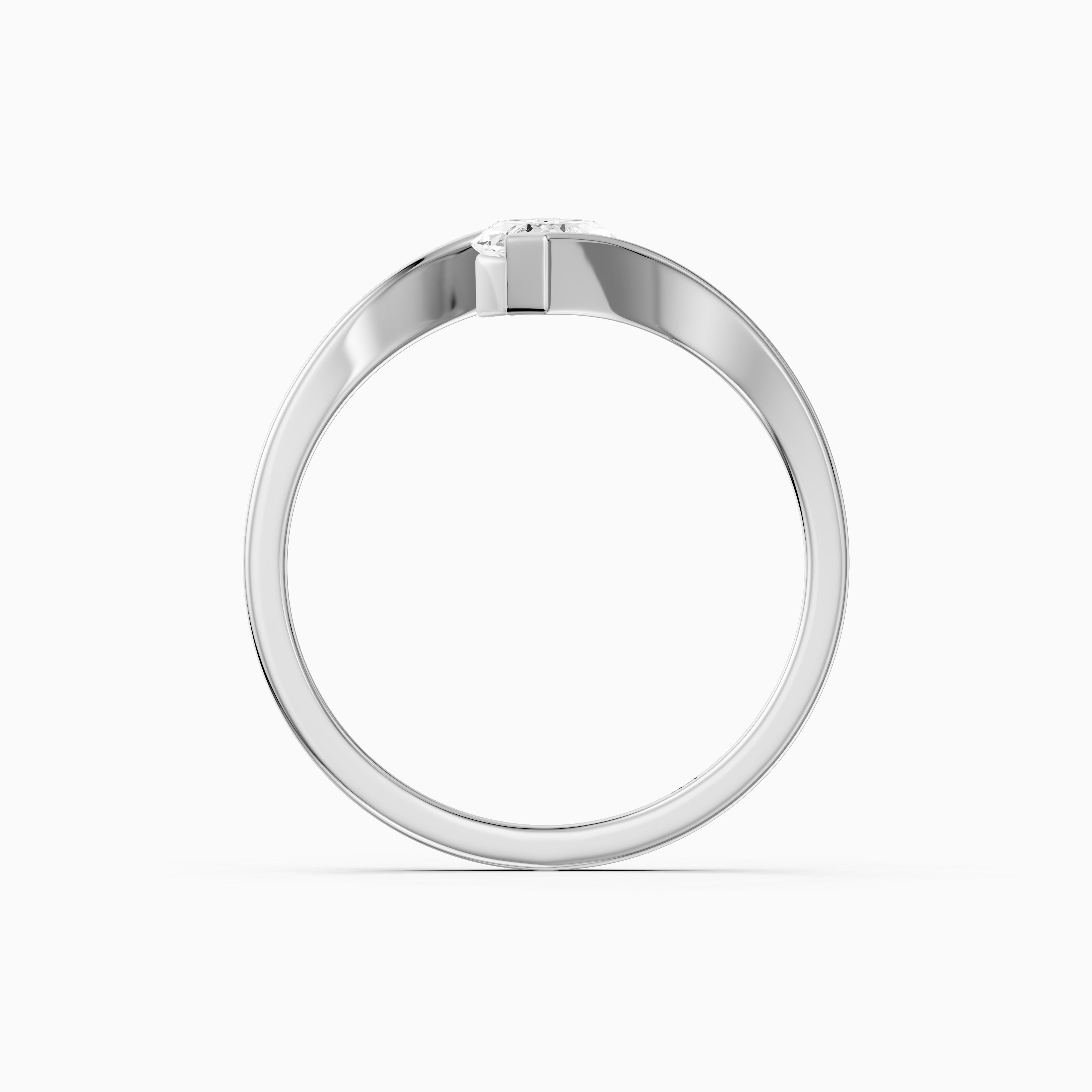 Esther Marquise Cut Solitaire Bypass Shank Moissanite Diamond Ring
