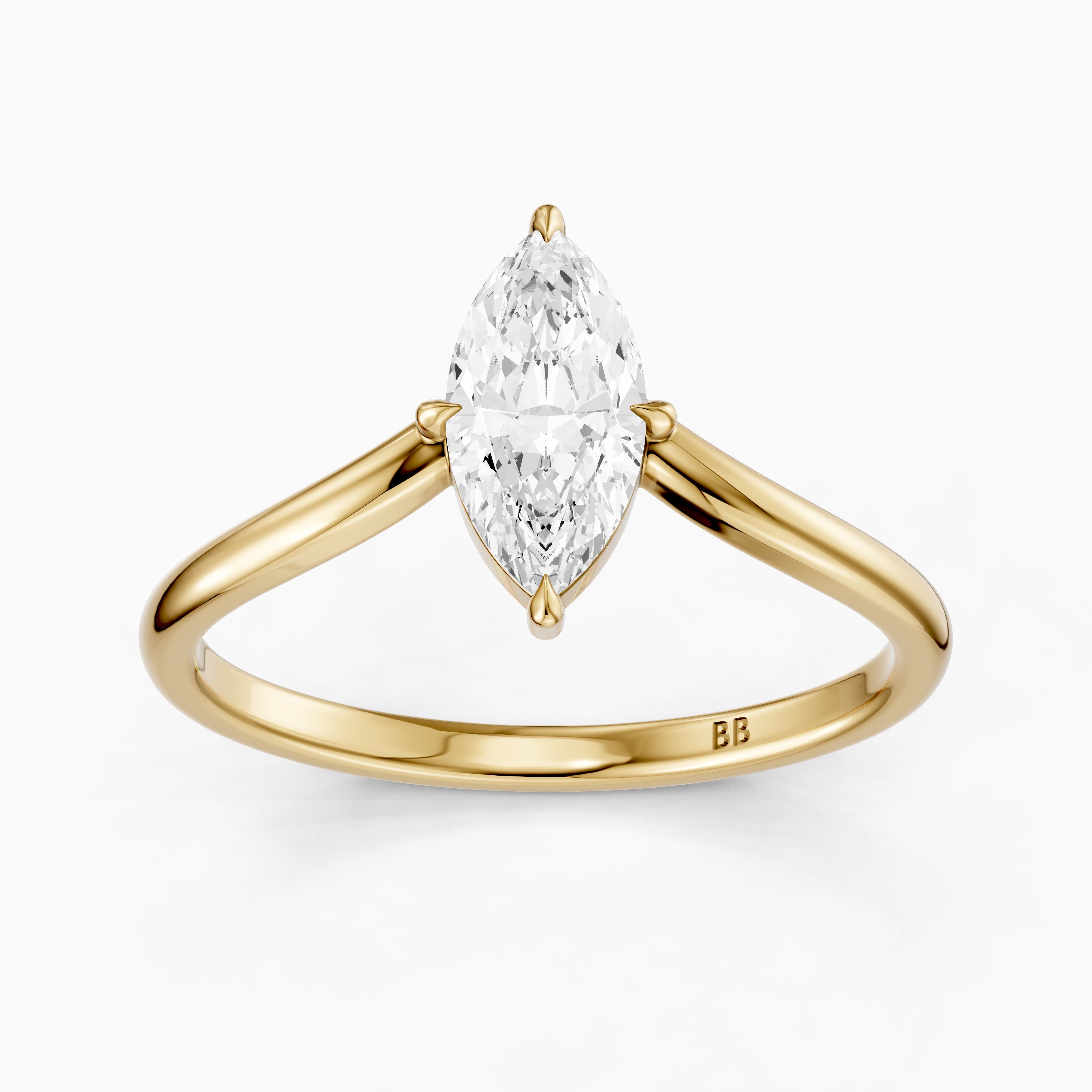 Nevaeh Marquise Cut Lab Grown Diamond Chevron Solitaire Ring