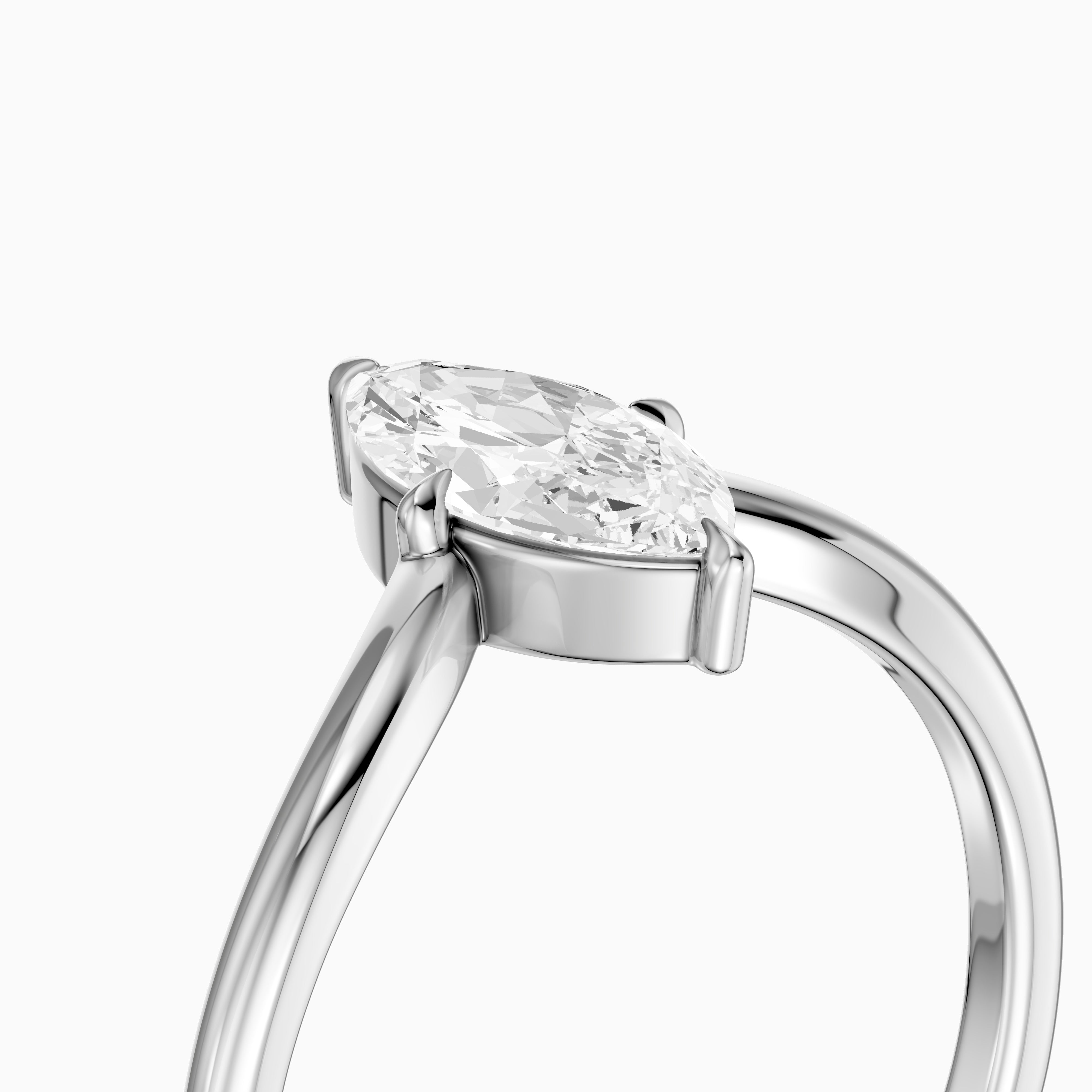 Nevaeh Marquise Cut Moissanite Diamond Chevron Solitaire Ring