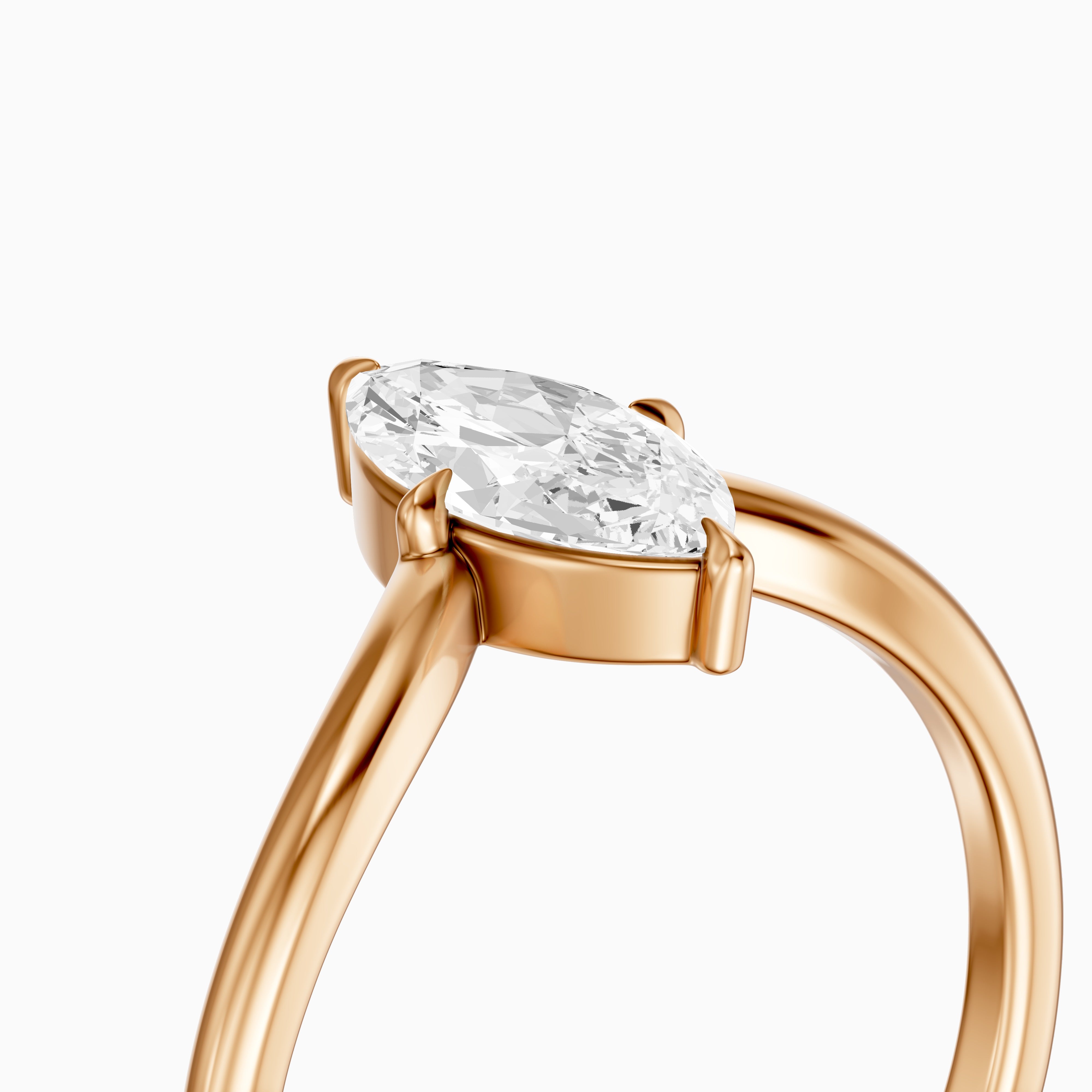 Nevaeh Marquise Cut Moissanite Diamond Chevron Solitaire Ring