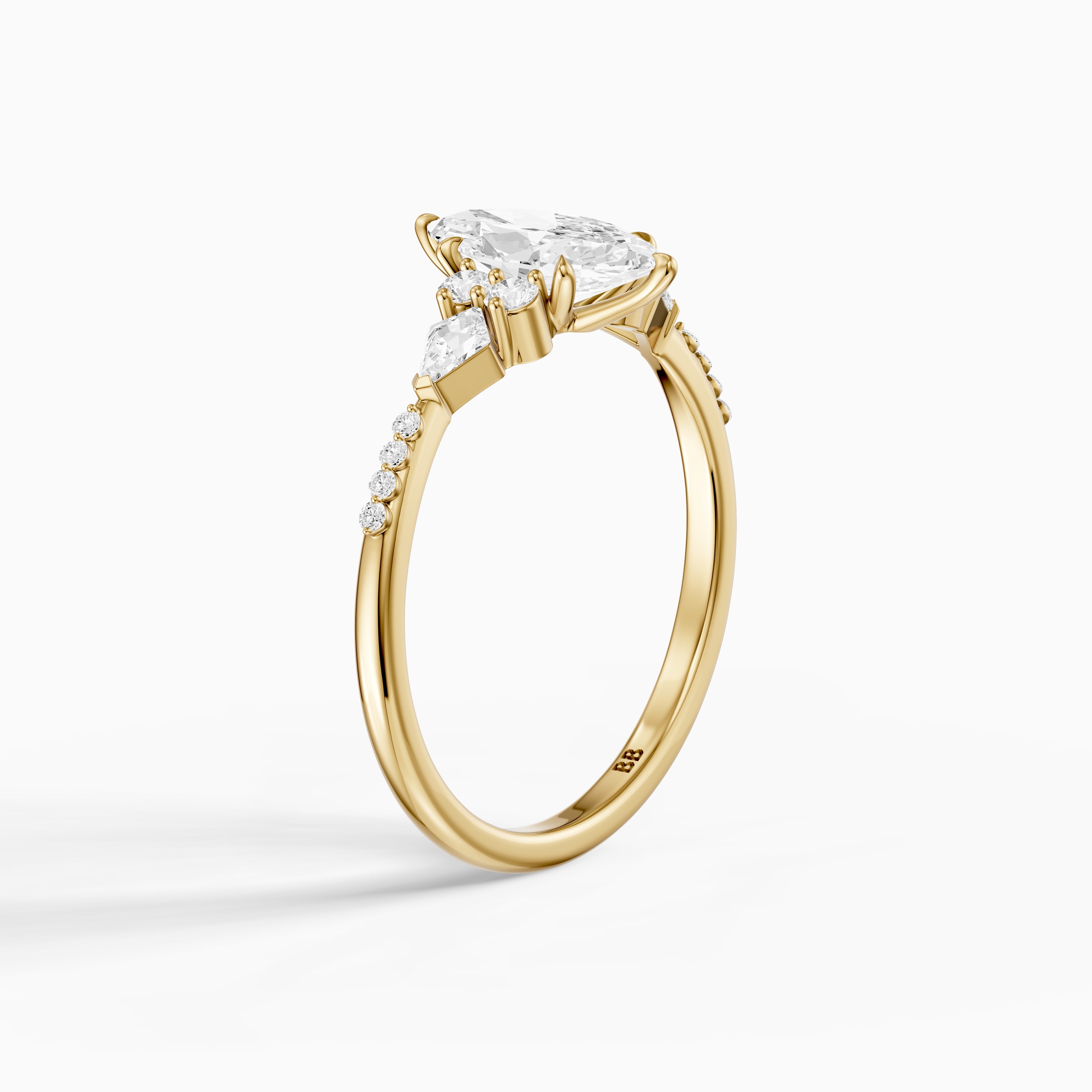 Charlie Marquise Cut Lab Grown Diamond Ring with Round and Kite Side Stones
