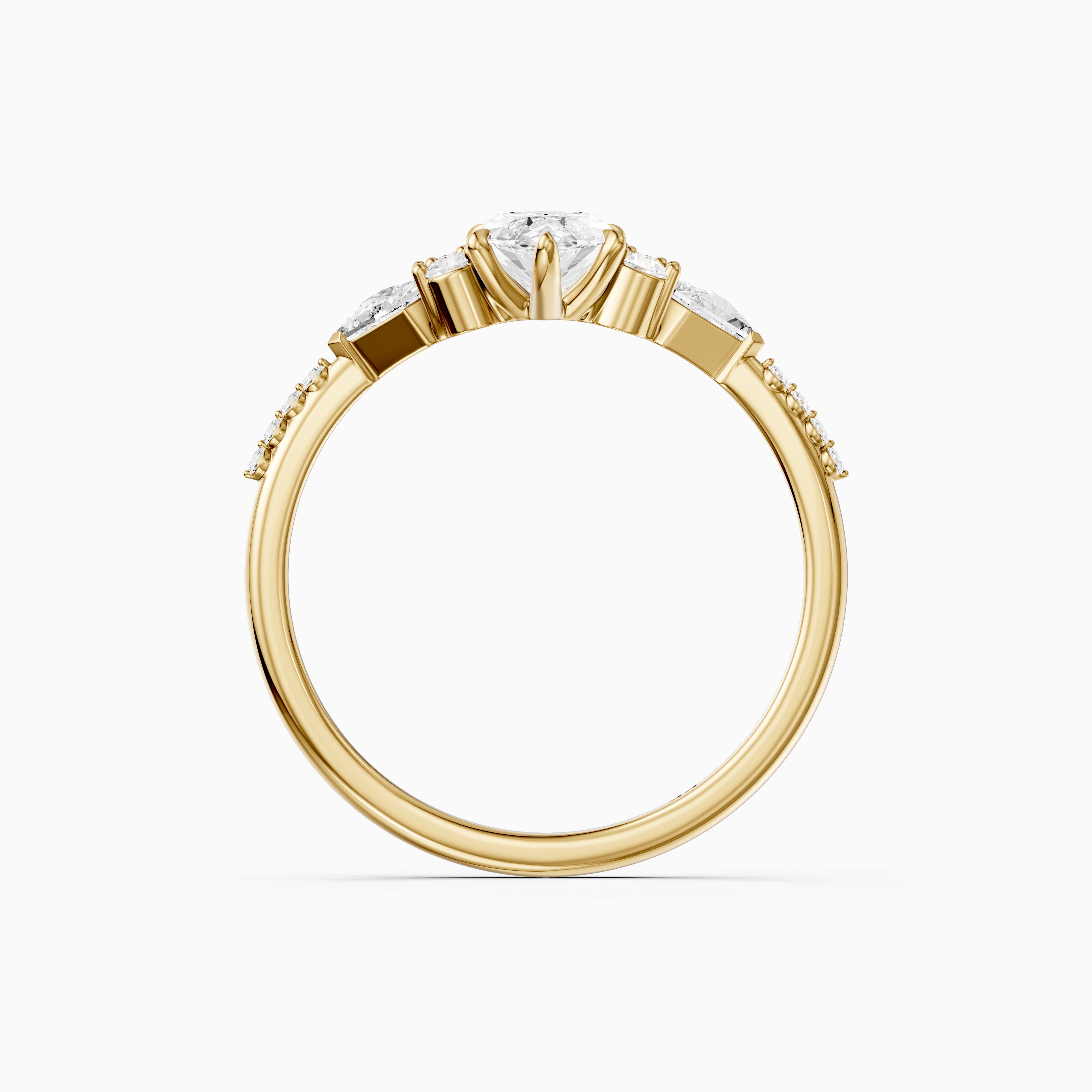 Charlie Marquise Cut Lab Grown Diamond Ring with Round and Kite Side Stones