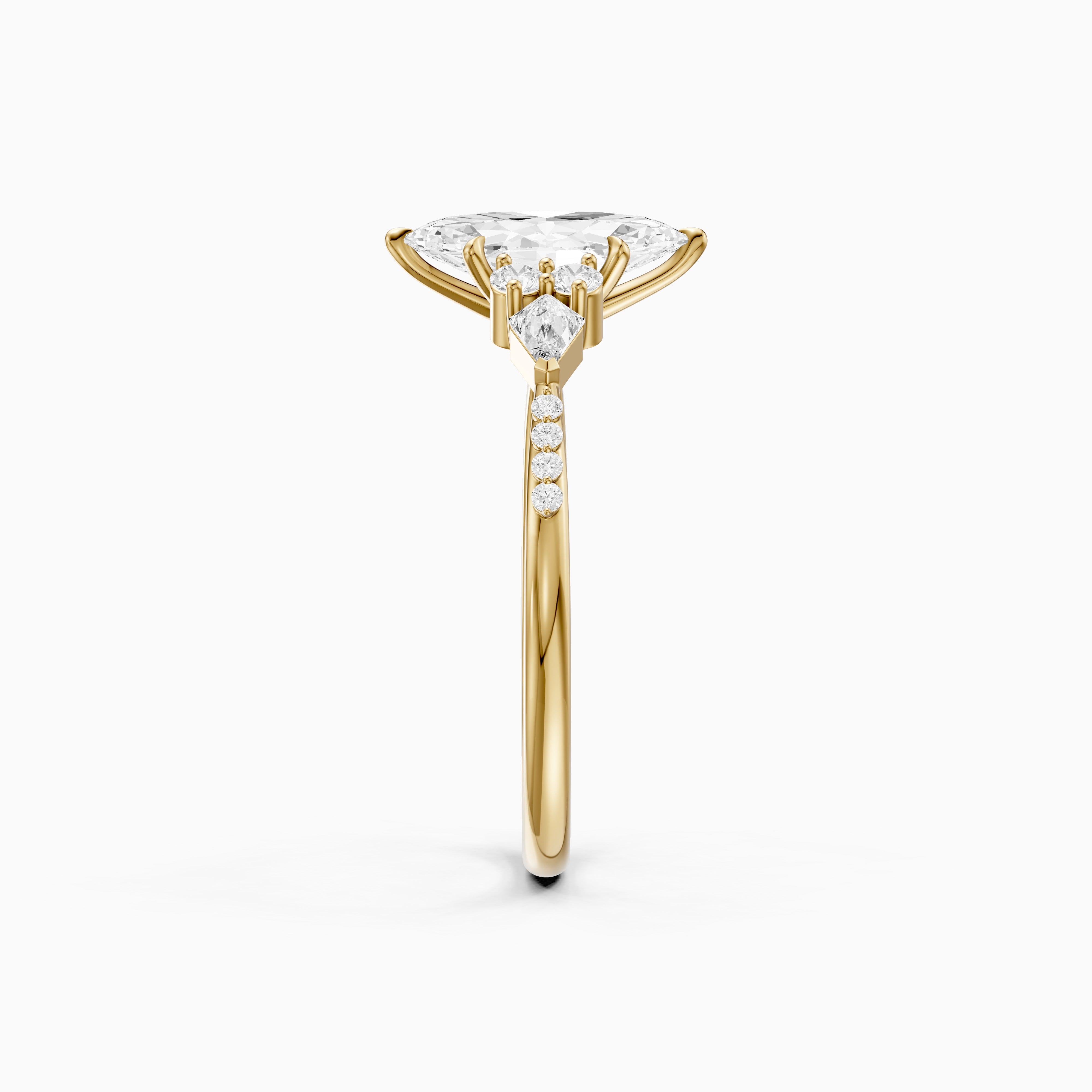 Charlie Marquise Cut Lab Grown Diamond Ring with Round and Kite Side Stones