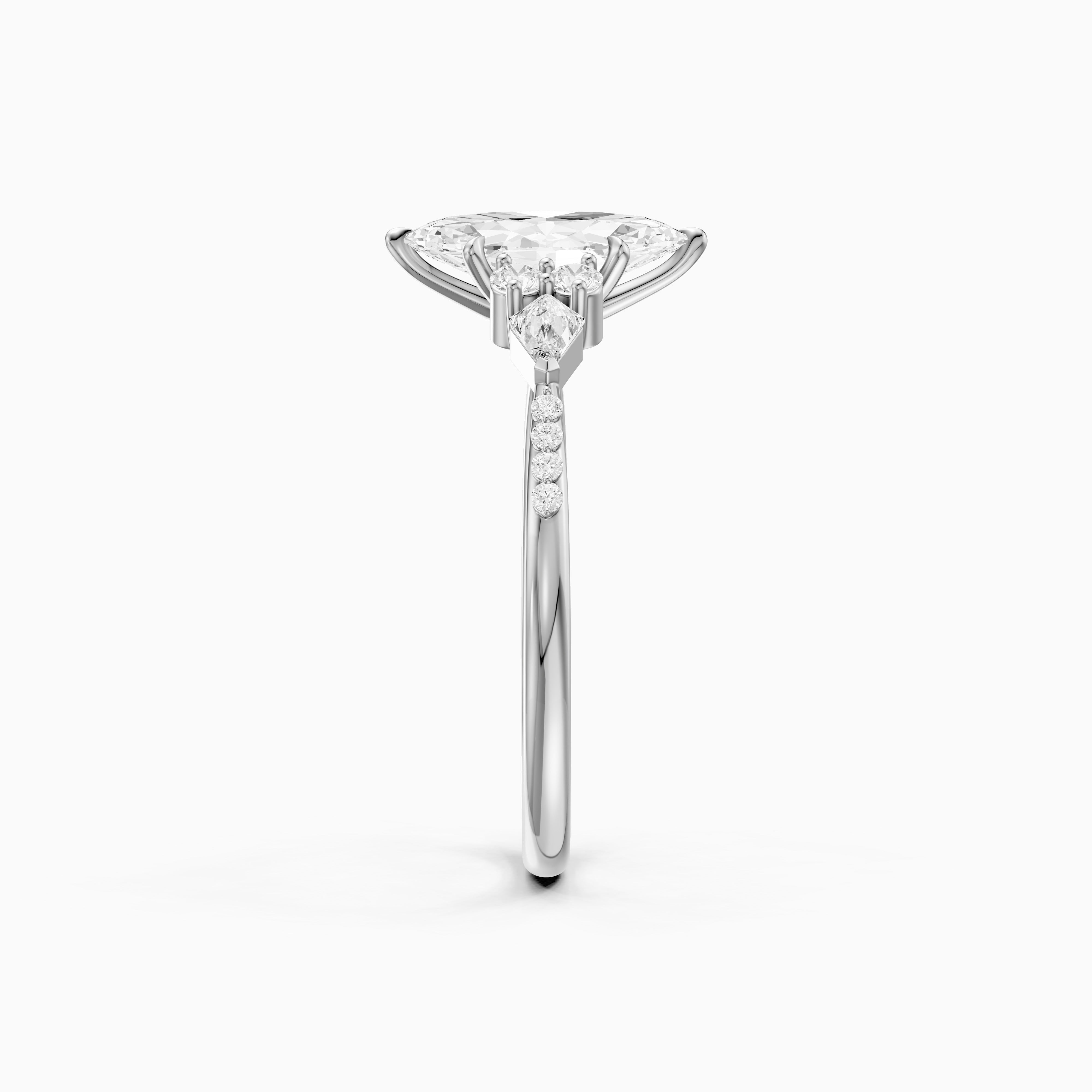 Charlie Marquise Cut Lab Grown Diamond Ring with Round and Kite Side Stones