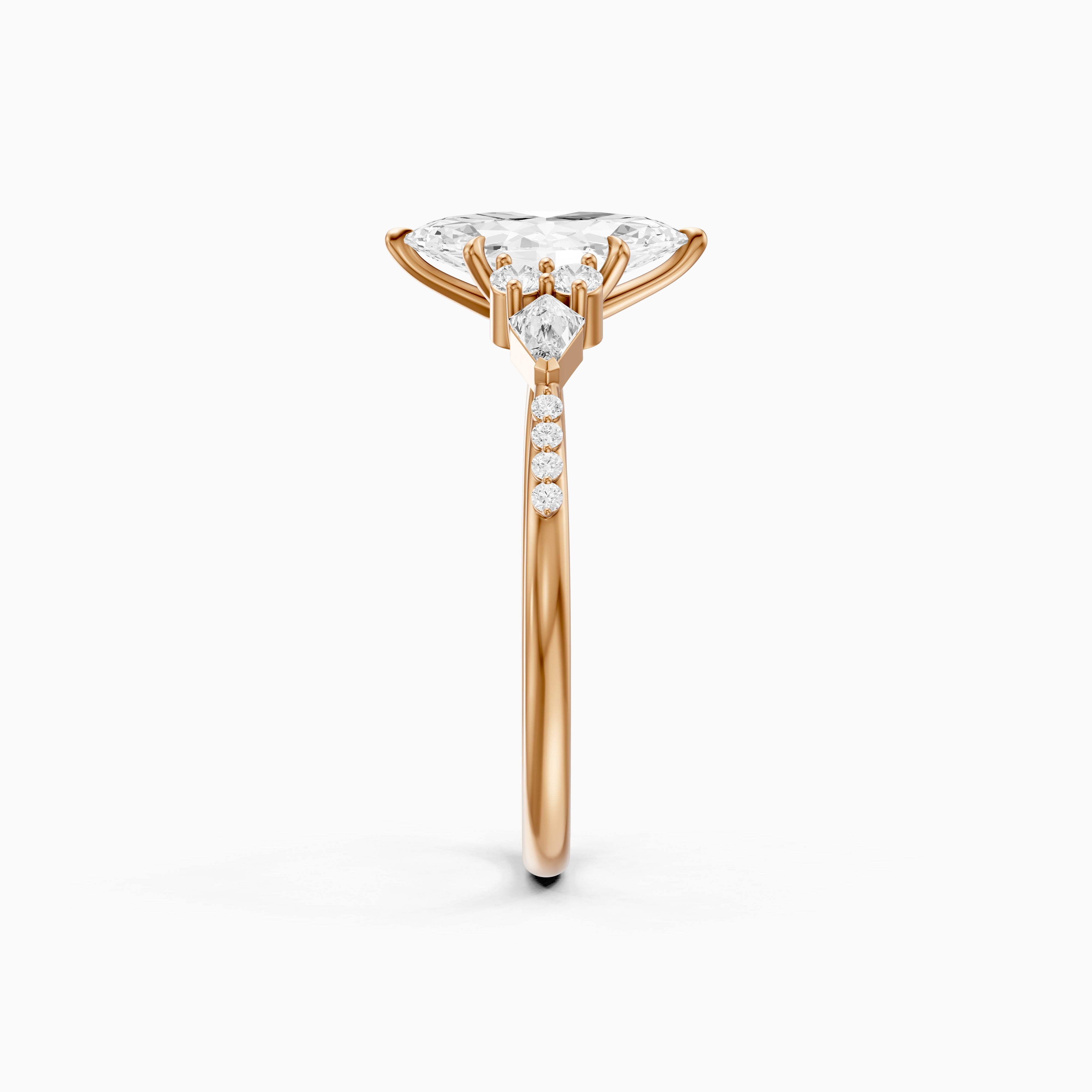Charlie Marquise Cut Lab Grown Diamond Ring with Round and Kite Side Stones