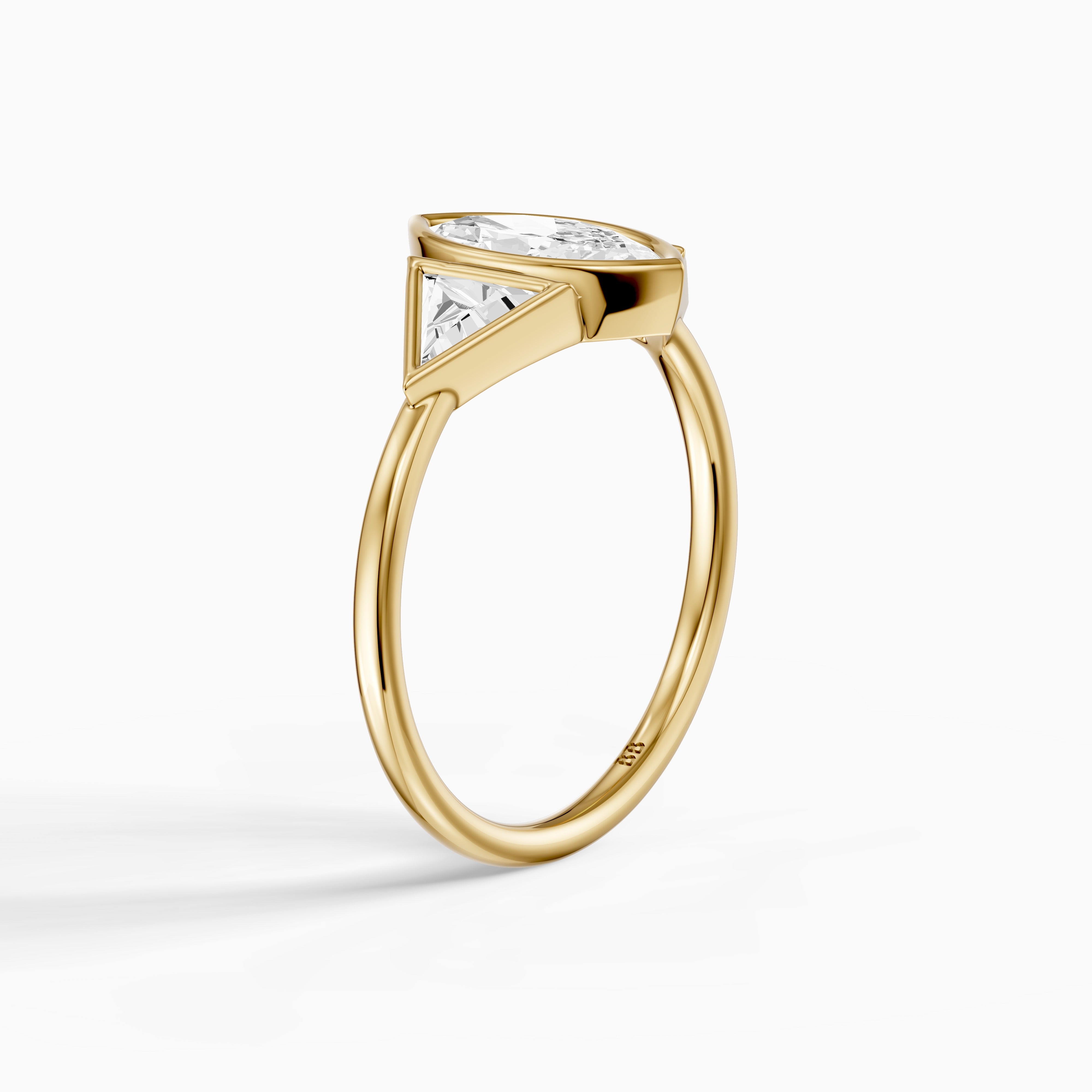Amira Marquise Cut Bezel Lab Grown Diamond Ring with Triangle Side Stones