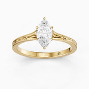 Valeria Marquise Cut Vintage Solitaire Lab Grown Diamond Ring