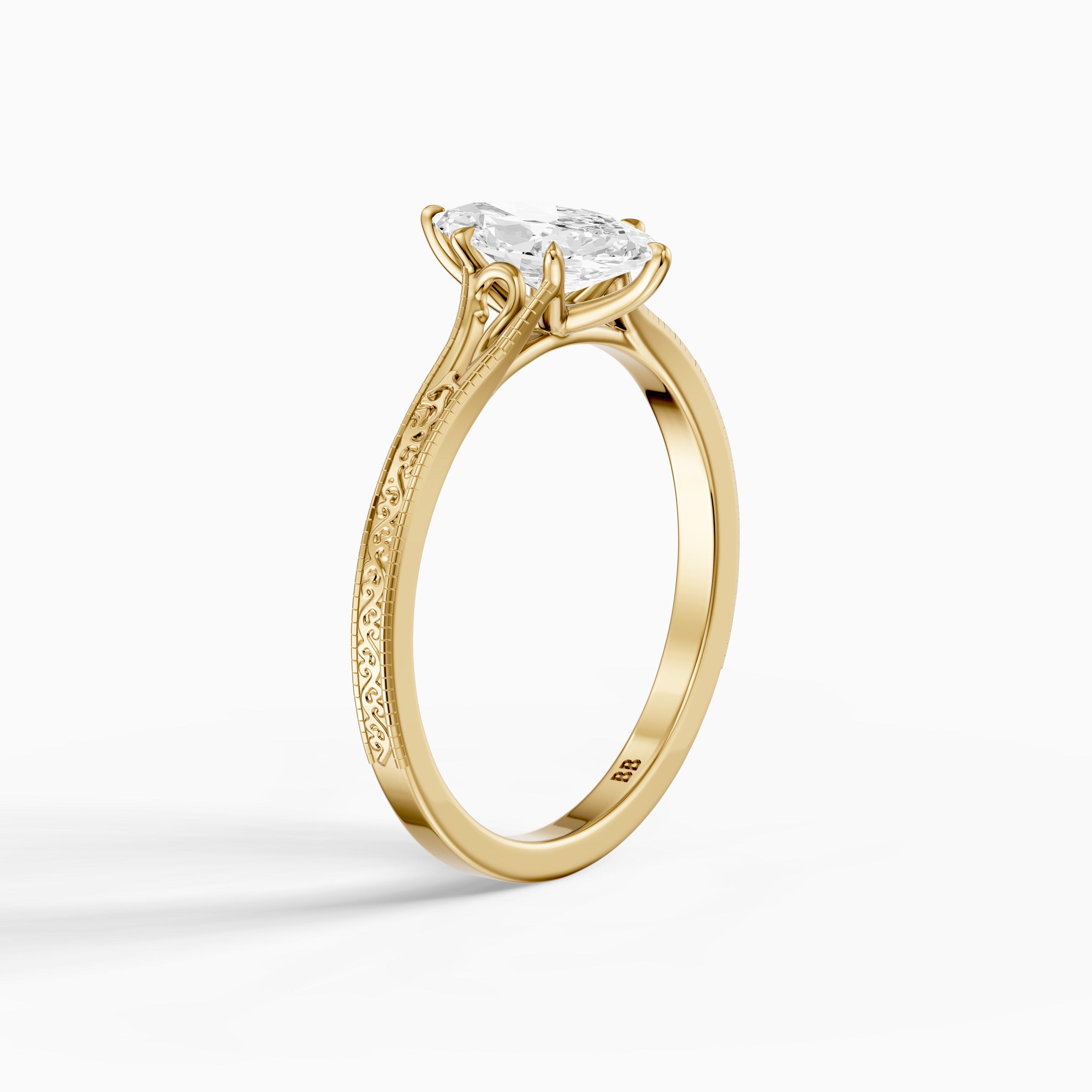 Valeria Marquise Cut Vintage Solitaire Lab Grown Diamond Ring