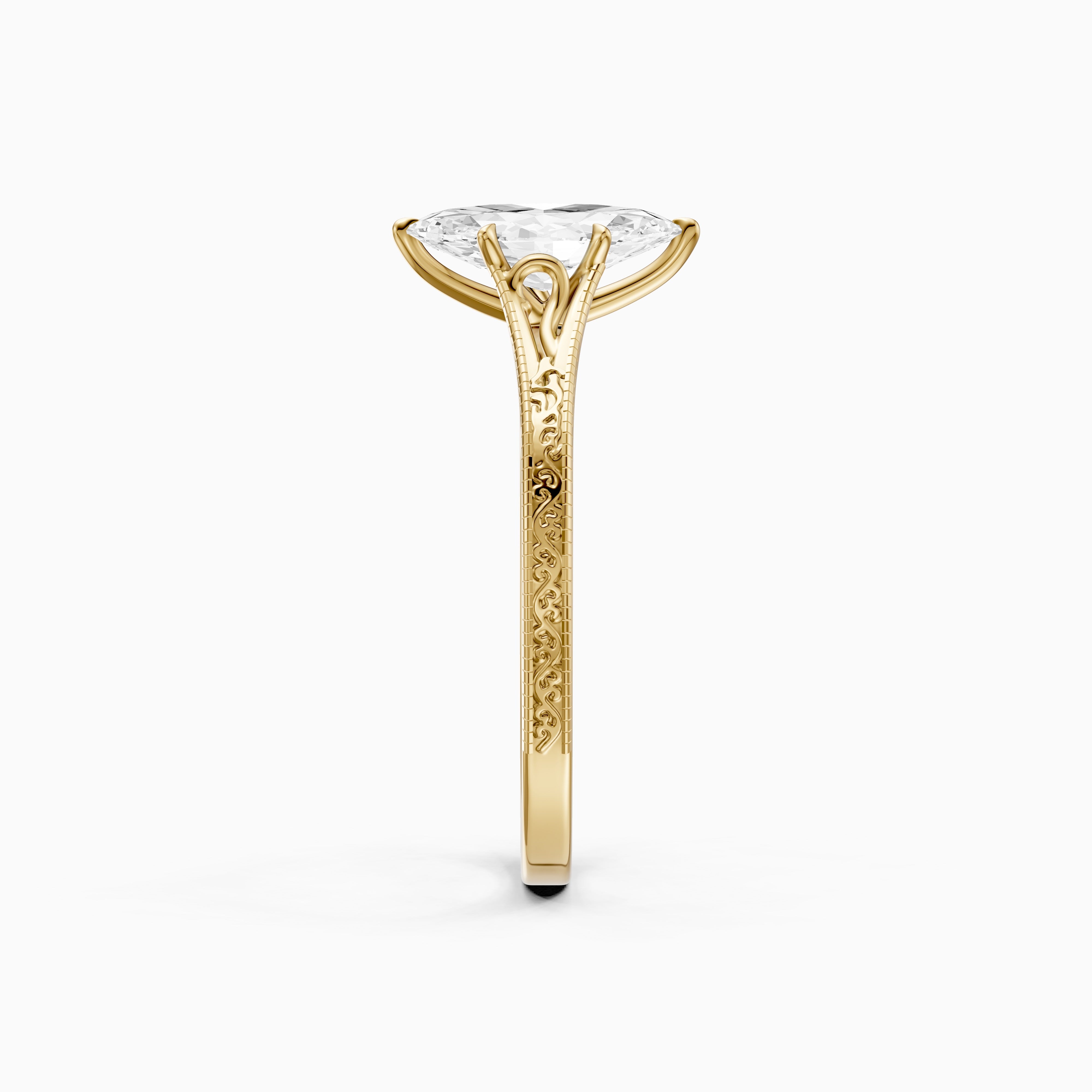 Valeria Marquise Cut Vintage Solitaire Lab Grown Diamond Ring