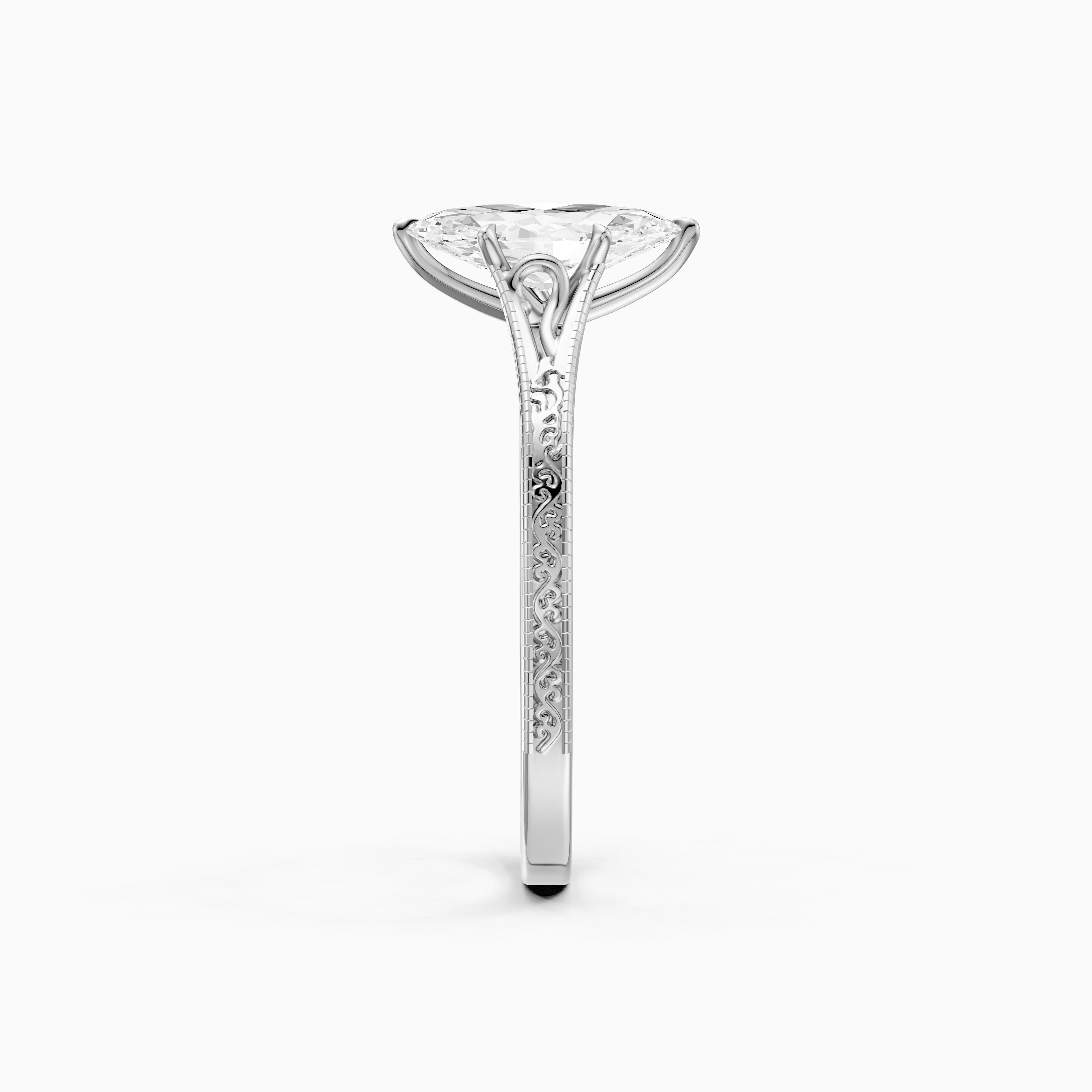 Valeria Marquise Cut Vintage Solitaire Lab Grown Diamond Ring