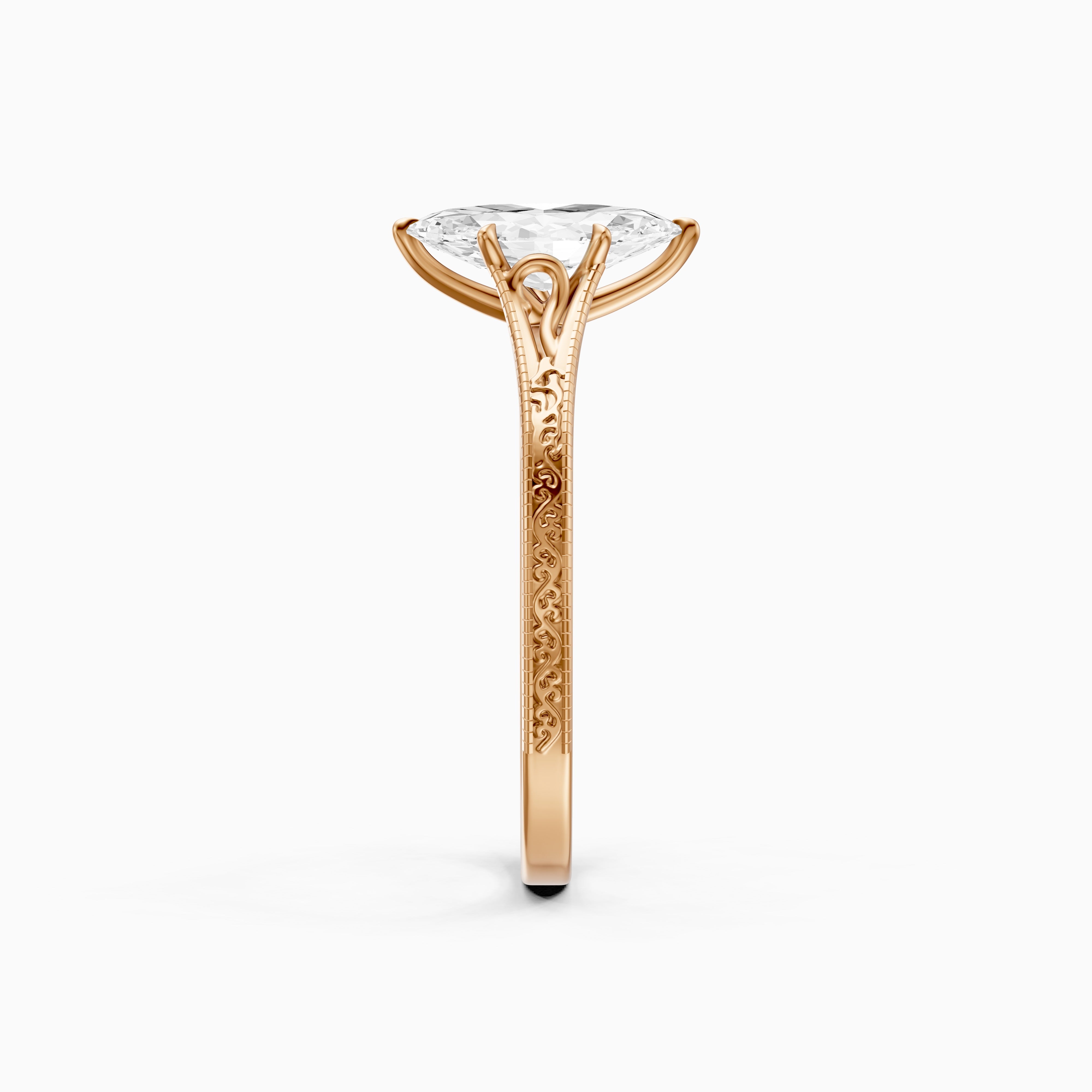 Valeria Marquise Cut Vintage Solitaire Lab Grown Diamond Ring