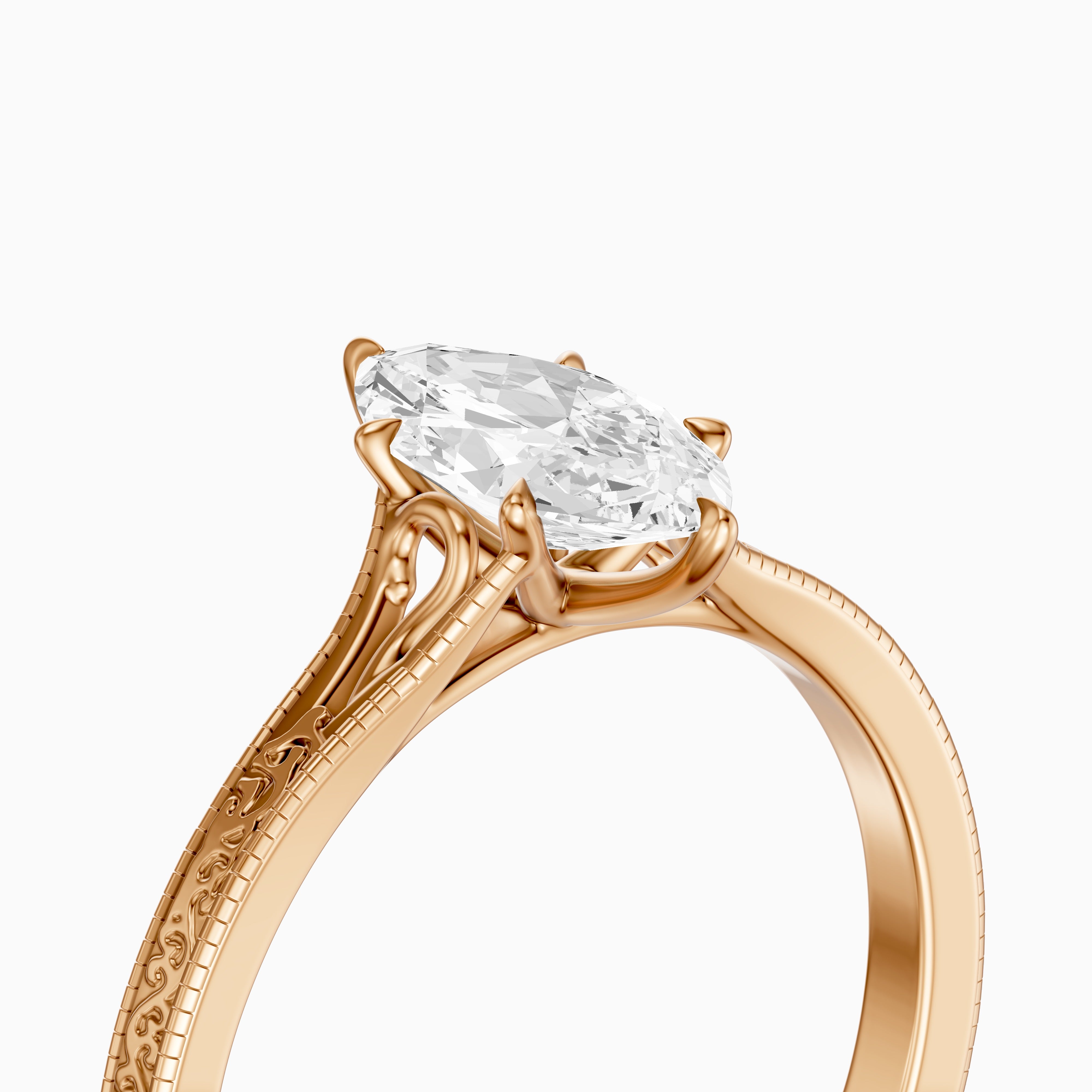 Valeria Marquise Cut Vintage Solitaire Lab Grown Diamond Ring