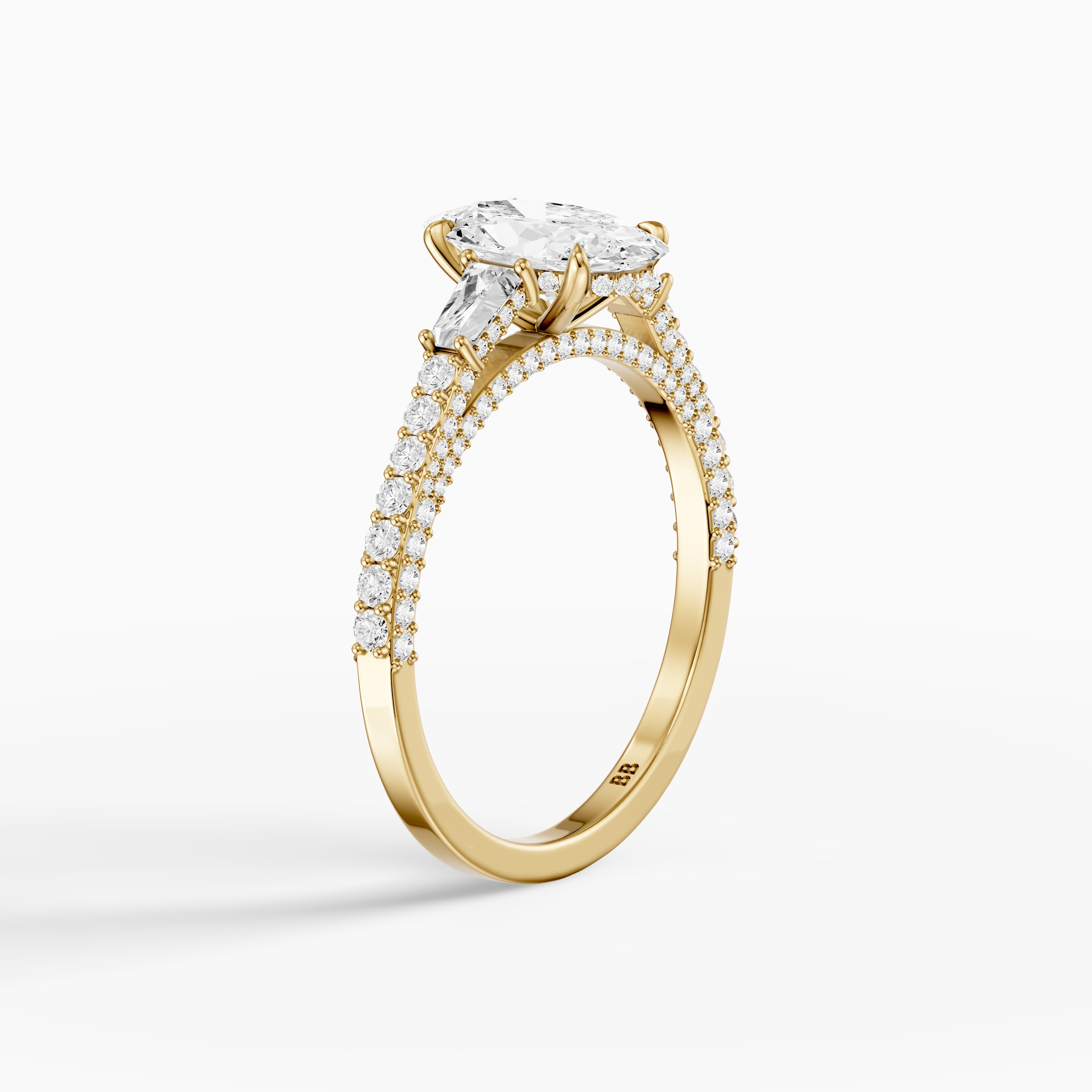 Elliana Moval Cut Moissanite Ring with Tapered Side Stones
