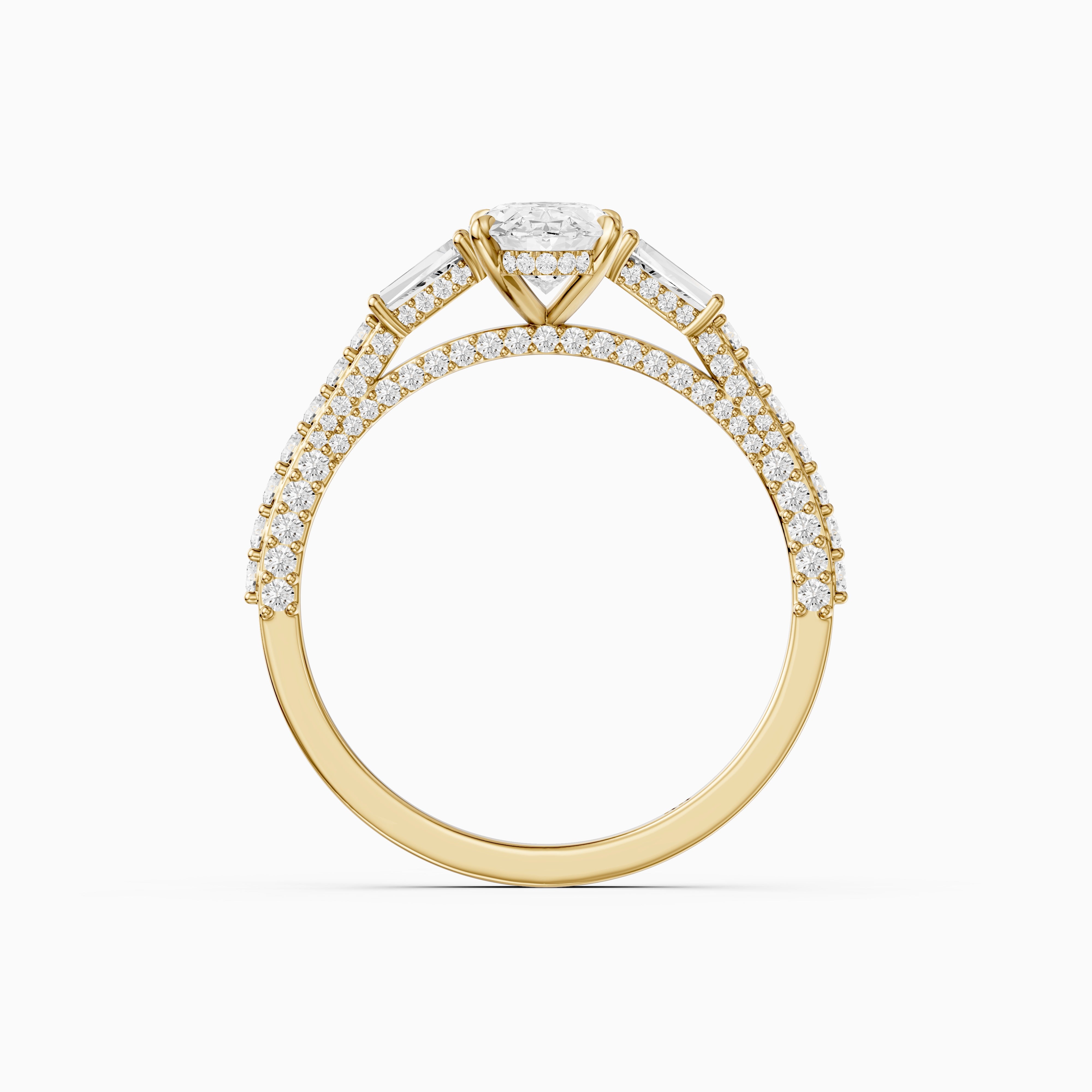 Elliana Moval Cut Moissanite Ring with Tapered Side Stones