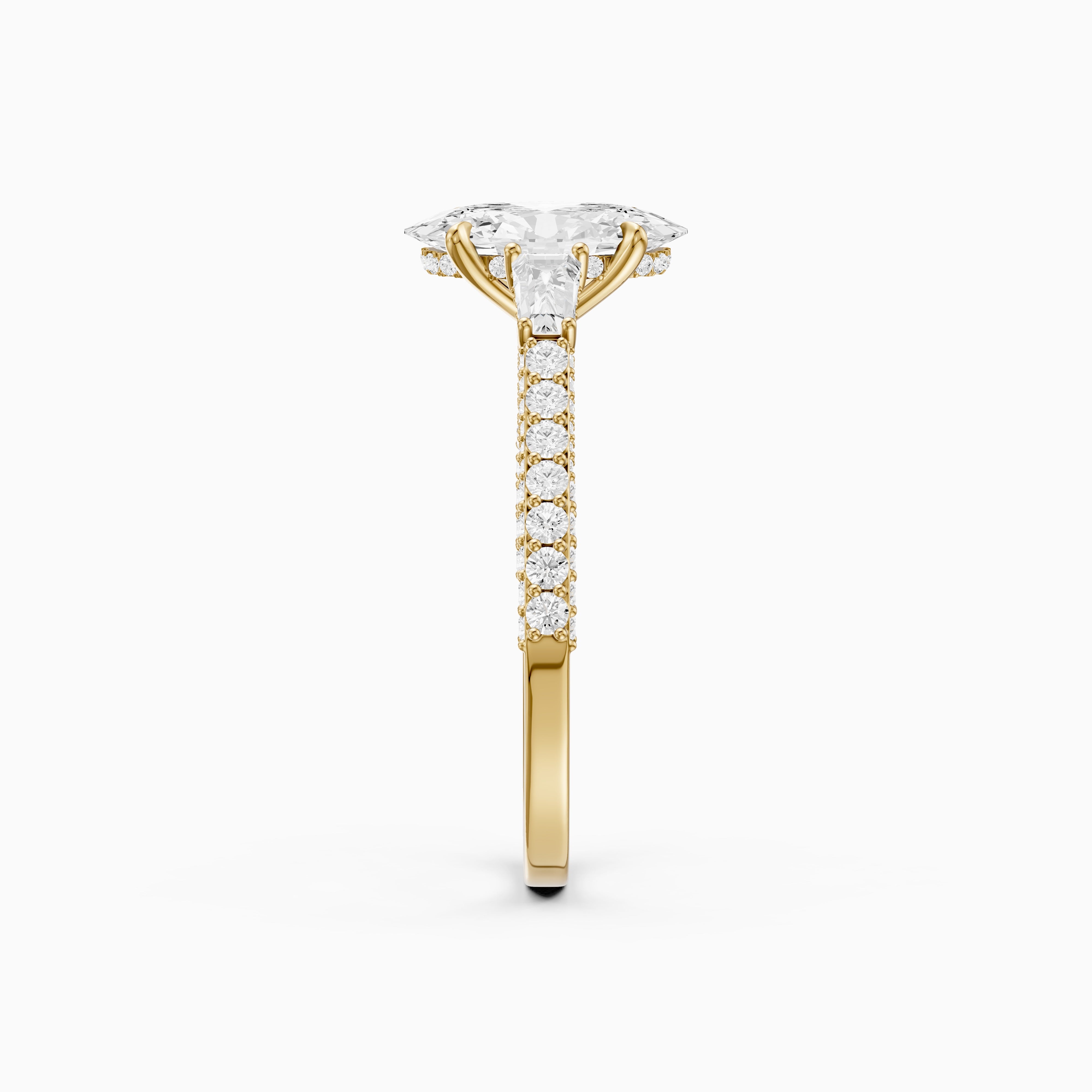 Elliana Moval Cut Moissanite Ring with Tapered Side Stones