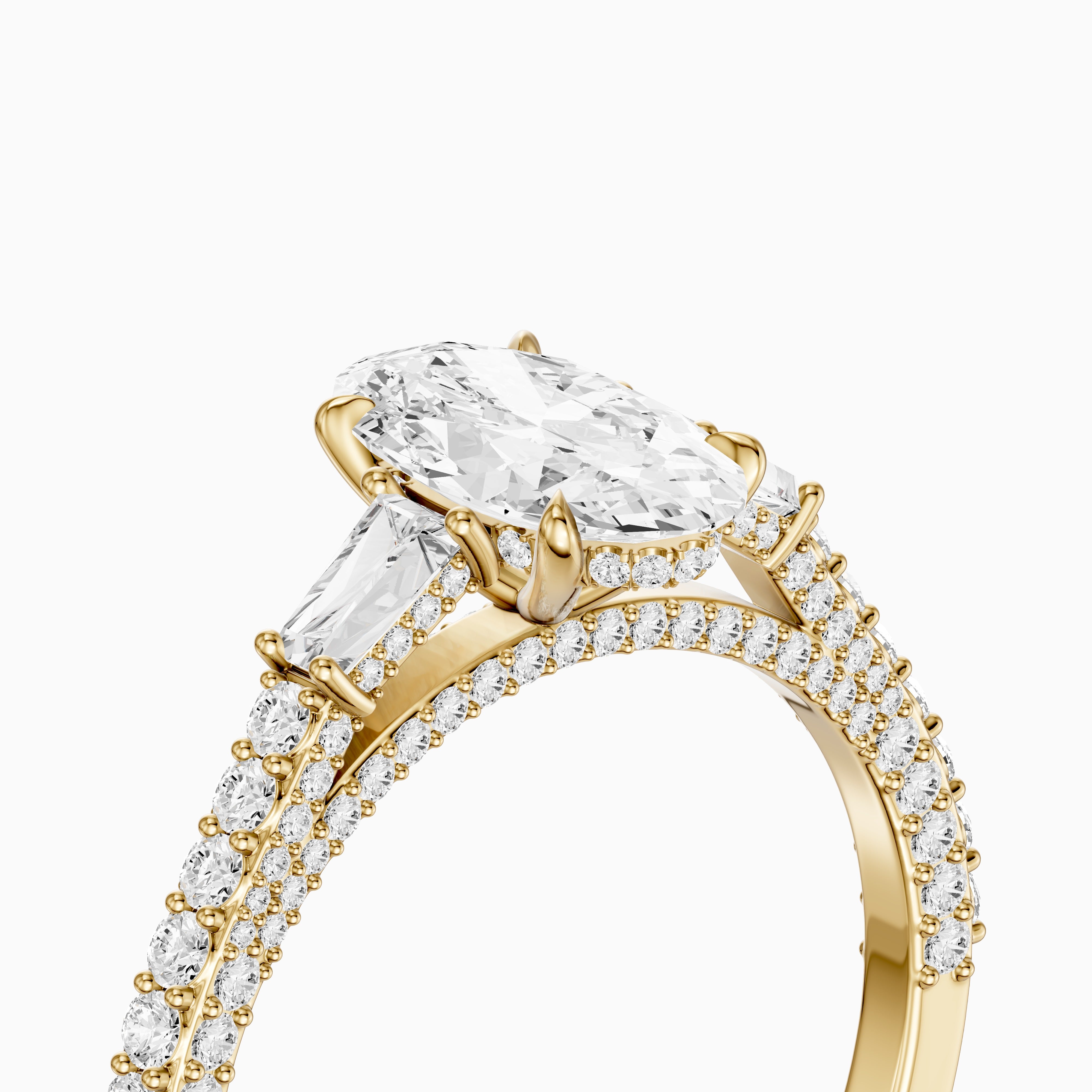 Elliana Moval Cut Moissanite Ring with Tapered Side Stones