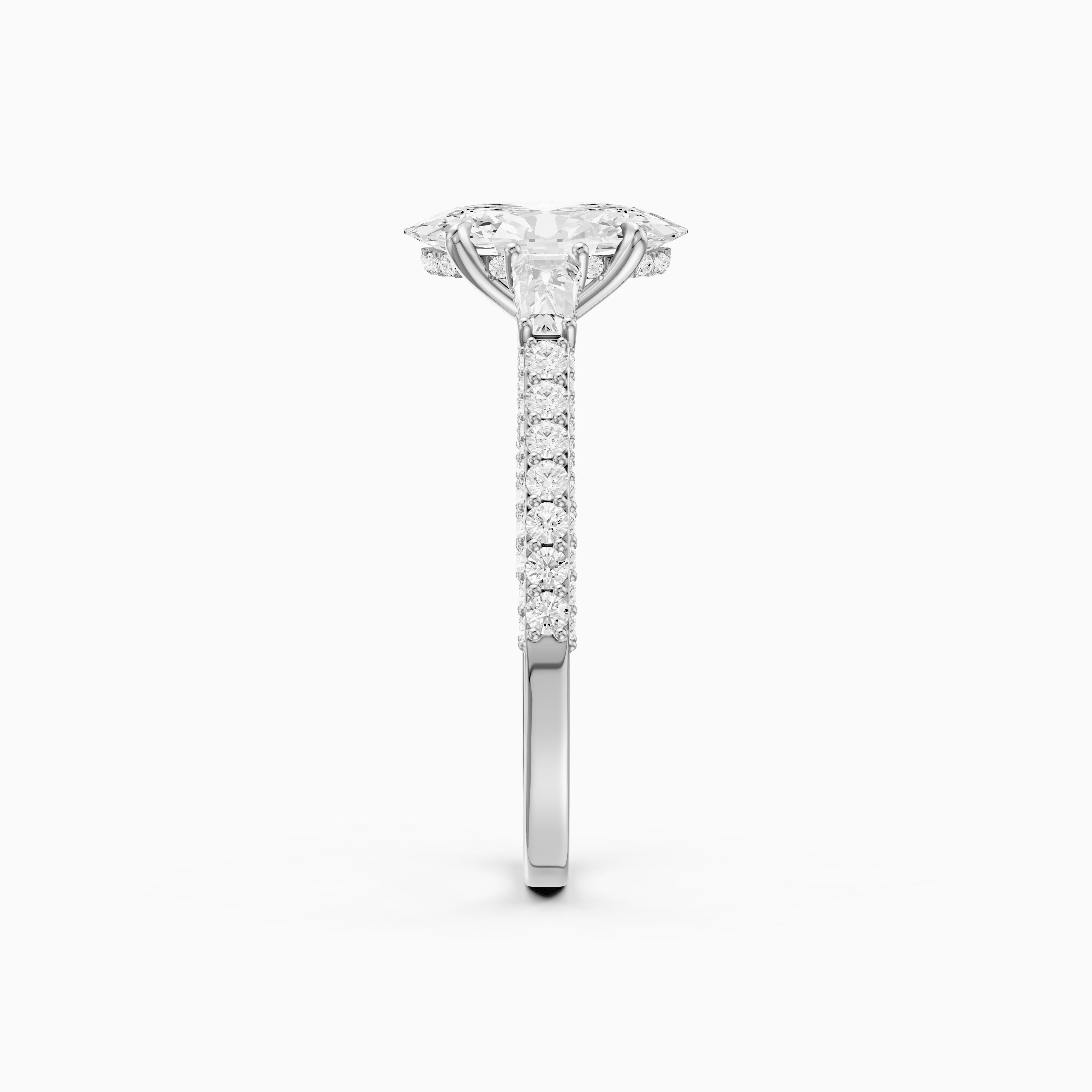 Elliana Moval Cut Moissanite Ring with Tapered Side Stones