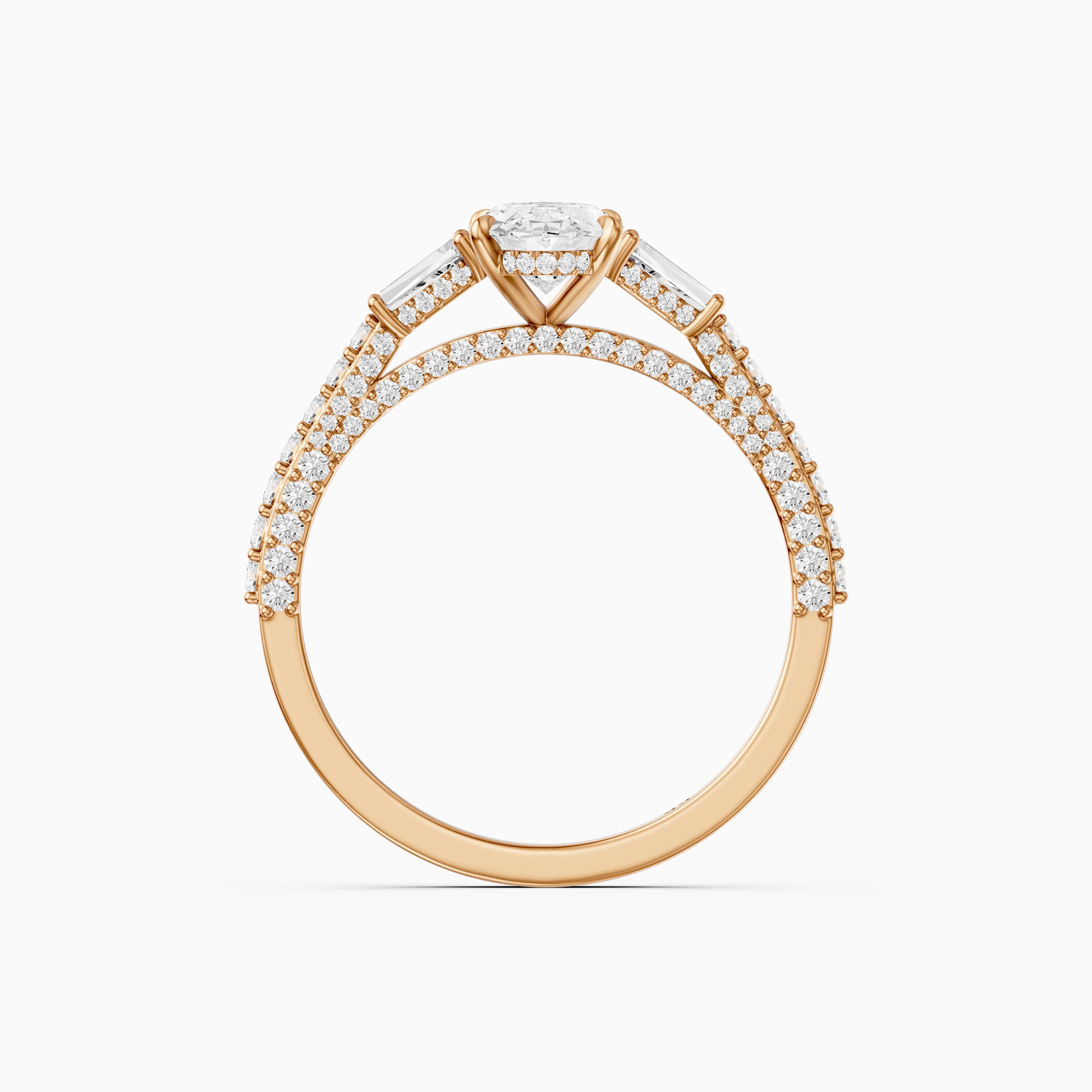 Elliana Moval Cut Moissanite Ring with Tapered Side Stones