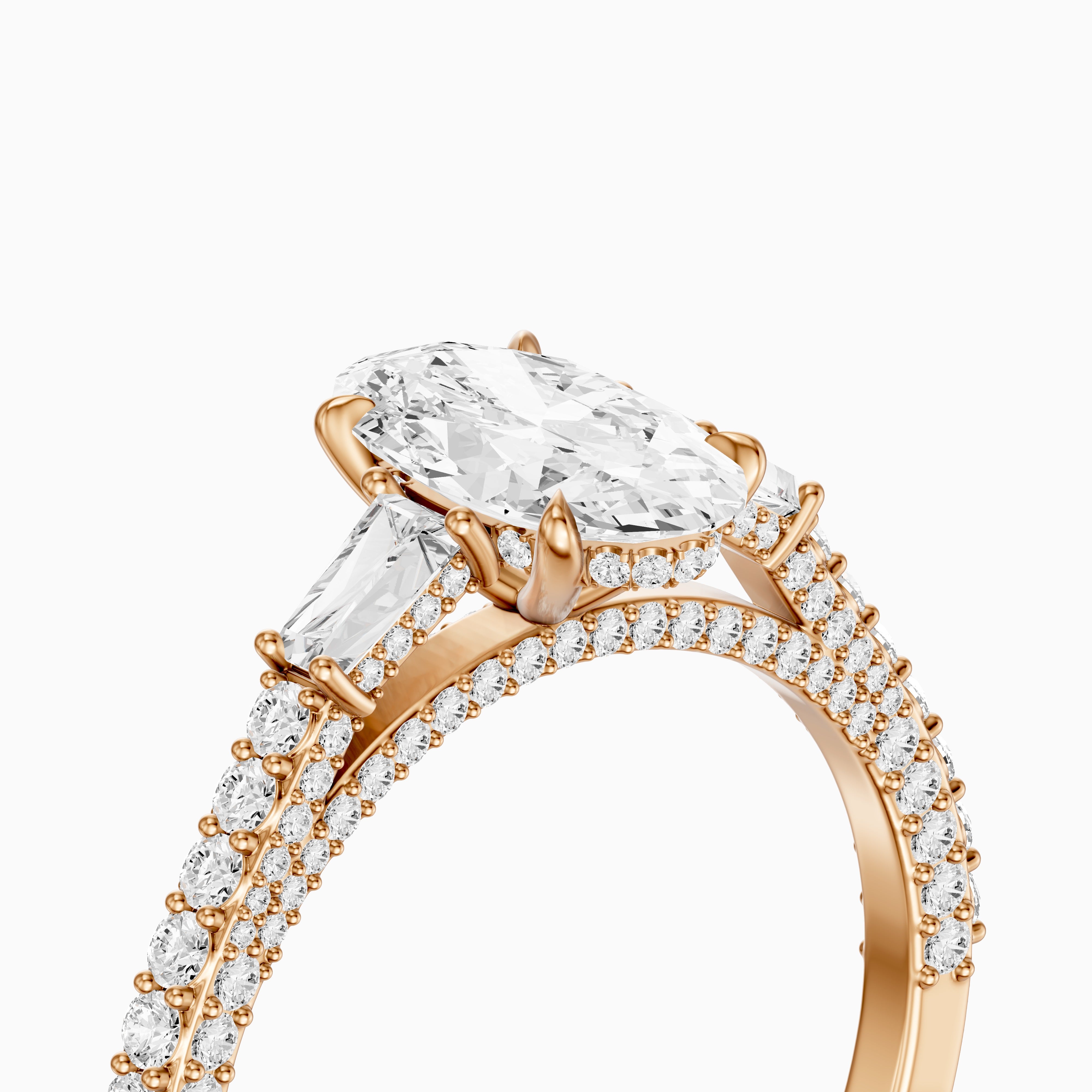 Elliana Moval Cut Moissanite Ring with Tapered Side Stones