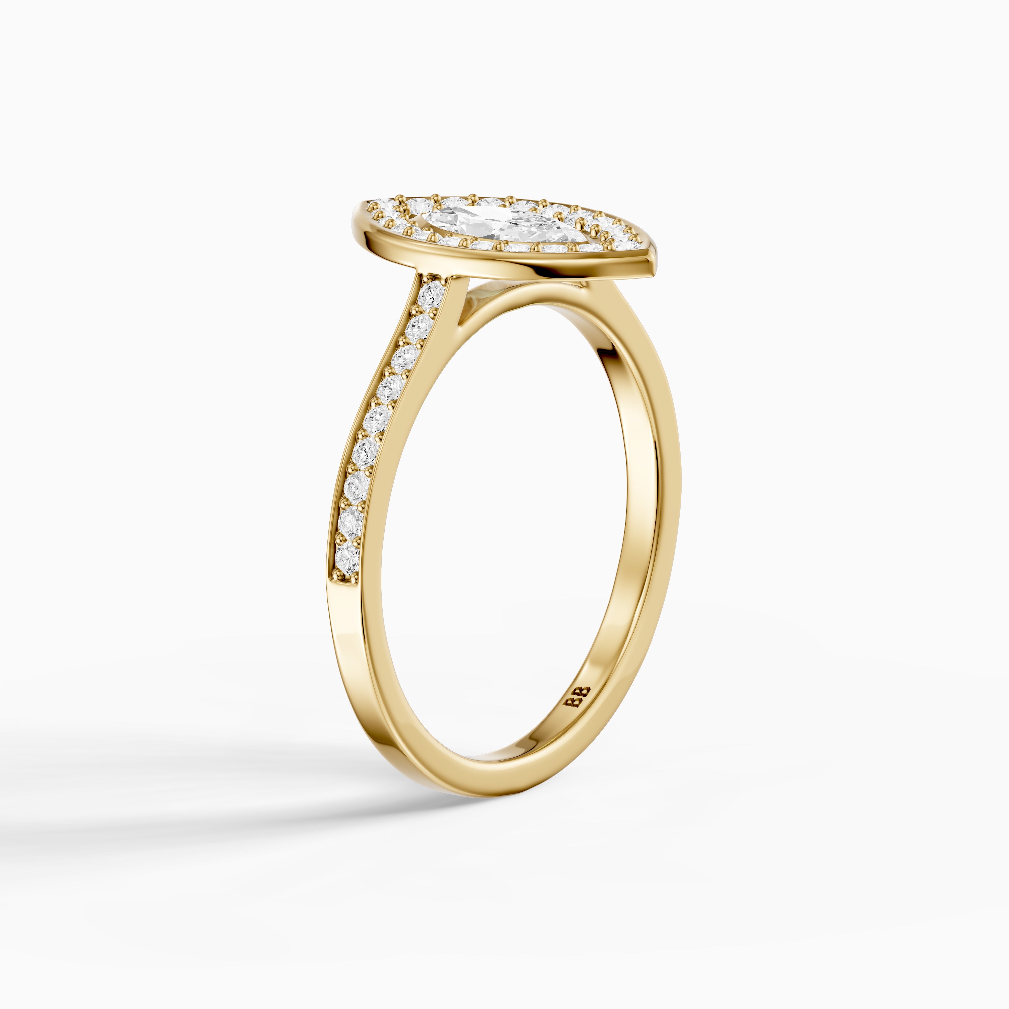 Celeste Marquise Lab Grown Diamond Ring with Bezel Inspired Halo Setting