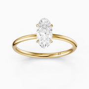 Hallie Moval Cut Hidden Halo Low Profile Setting Moissanite Diamond Ring