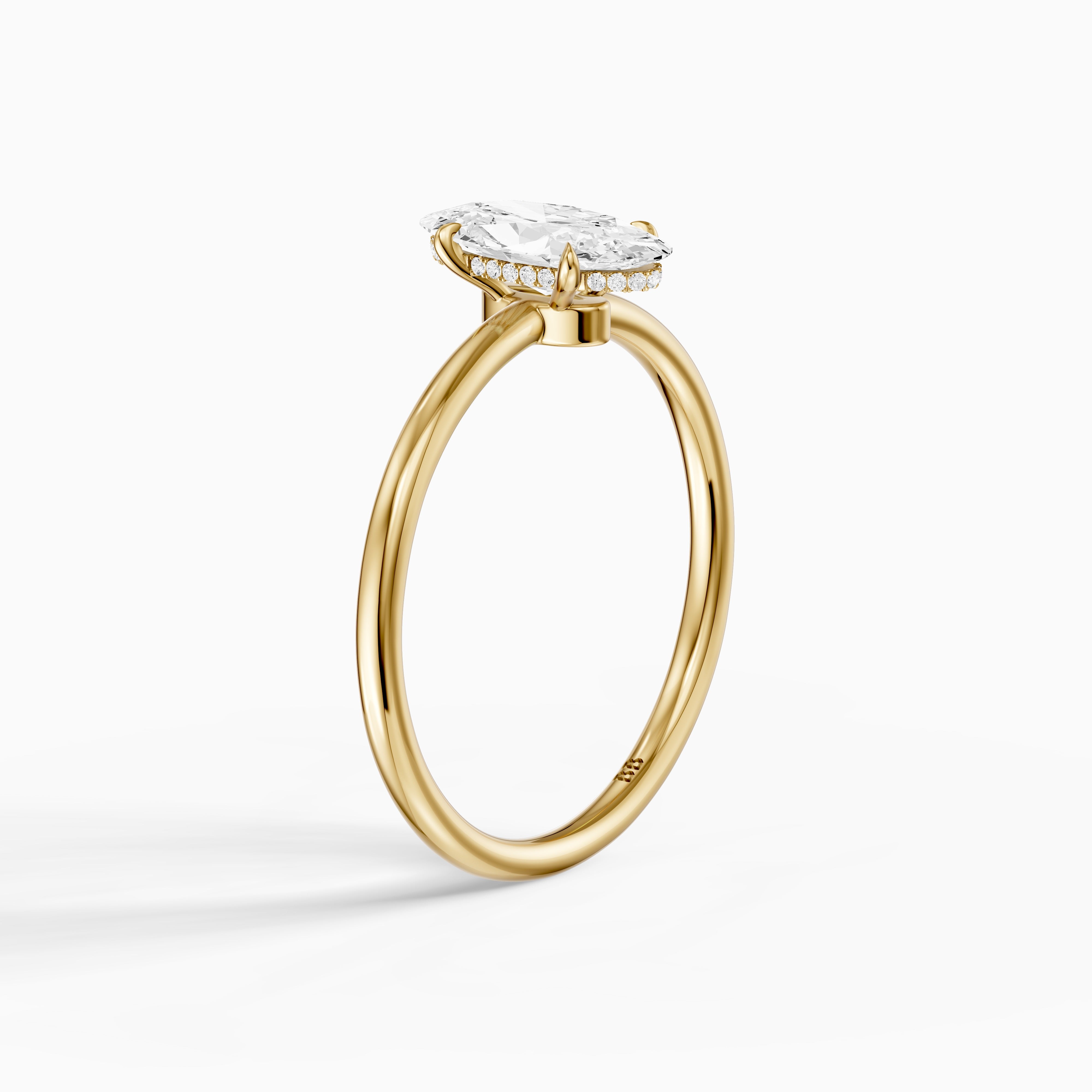 Hallie Moval Cut Hidden Halo Low Profile Setting Moissanite Diamond Ring