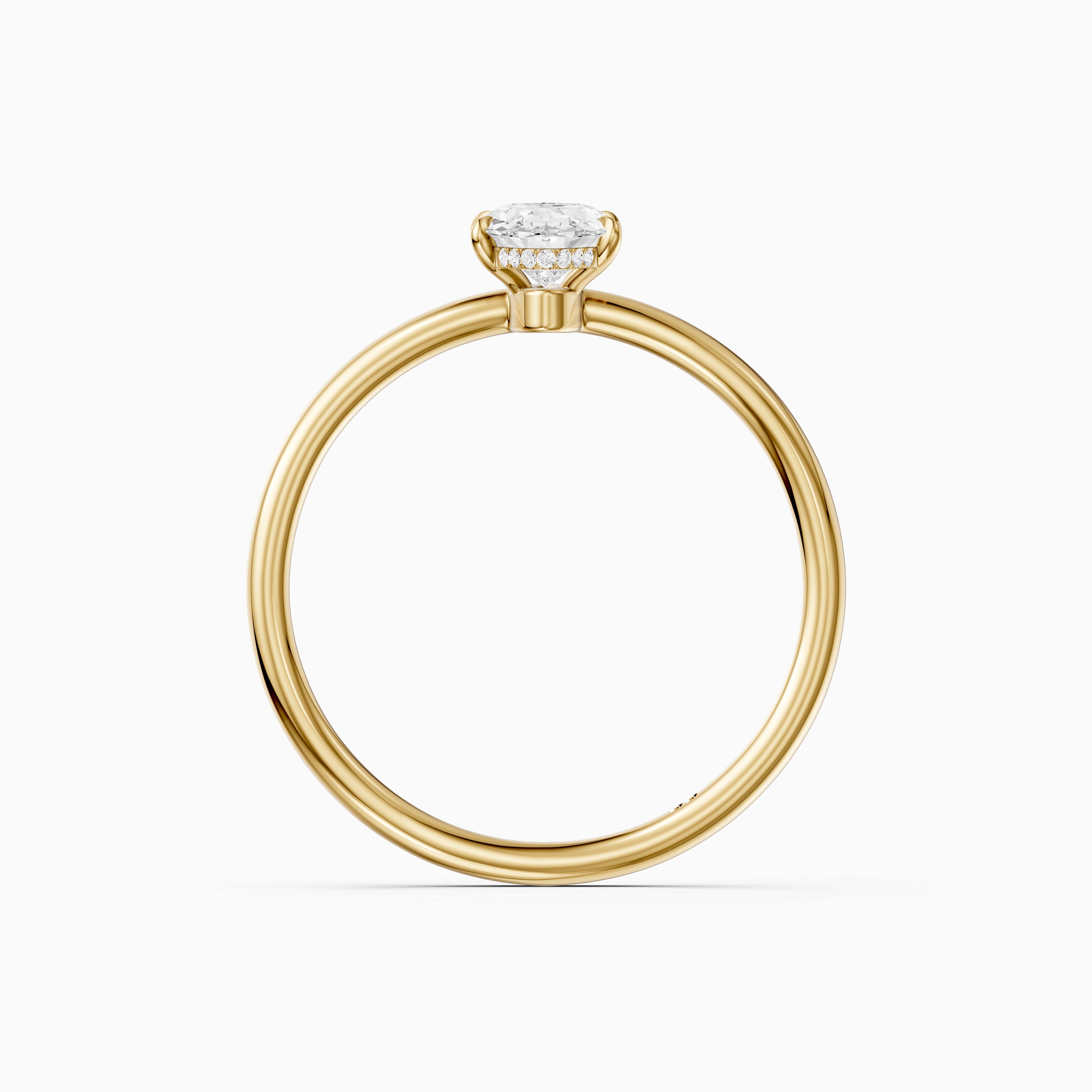 Hallie Moval Cut Hidden Halo Low Profile Setting Moissanite Diamond Ring