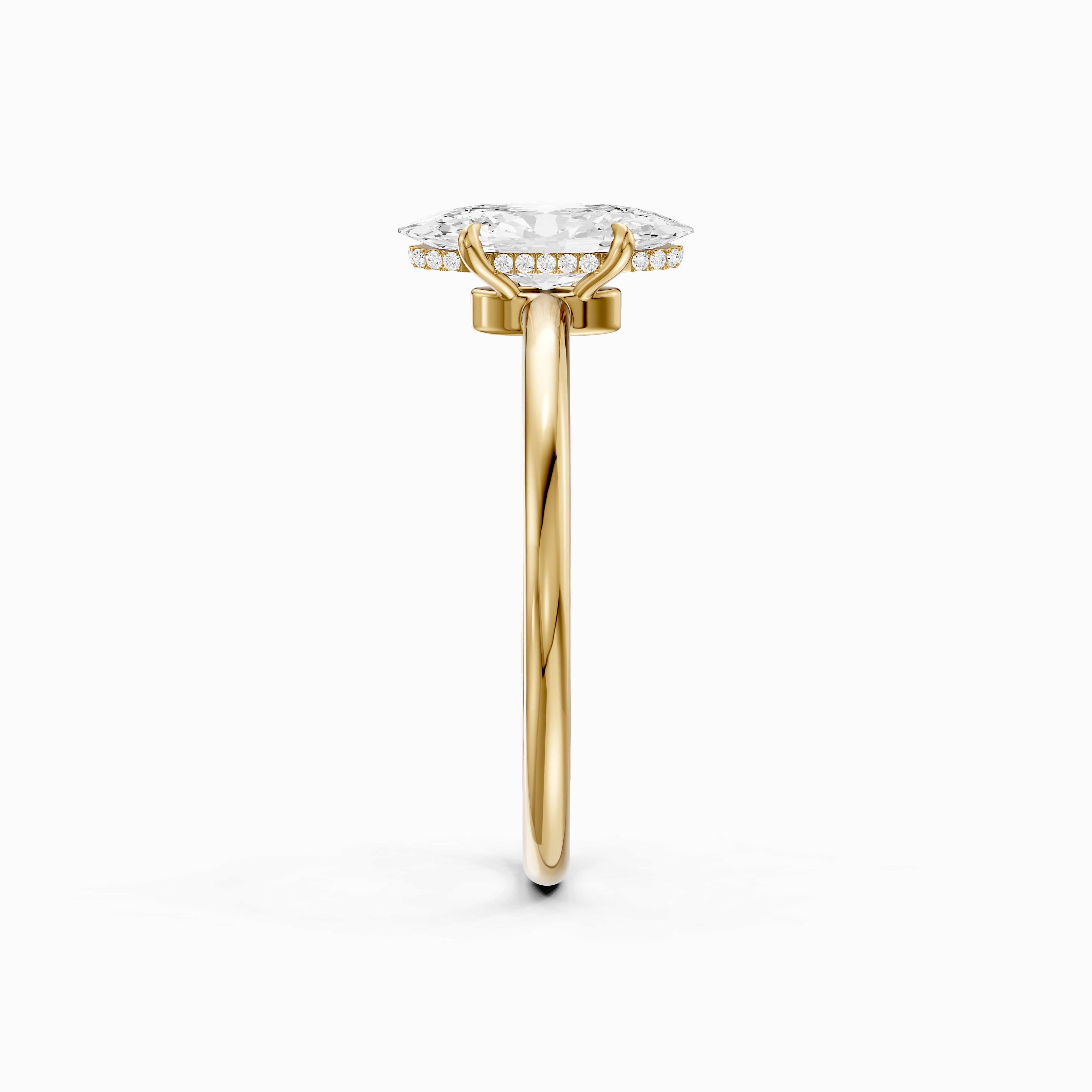 Hallie Moval Cut Hidden Halo Low Profile Setting Moissanite Diamond Ring
