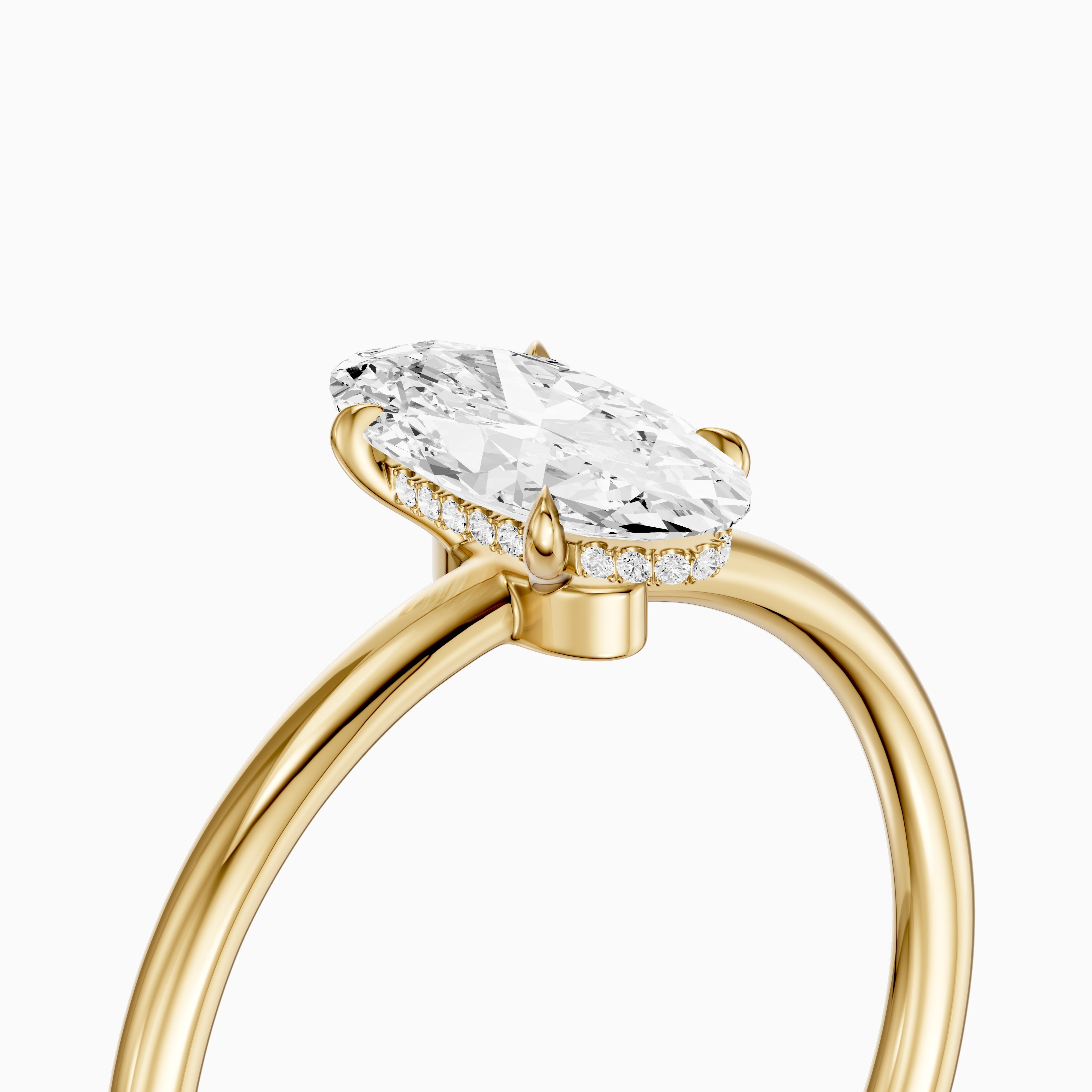 Hallie Moval Cut Hidden Halo Low Profile Setting Moissanite Diamond Ring